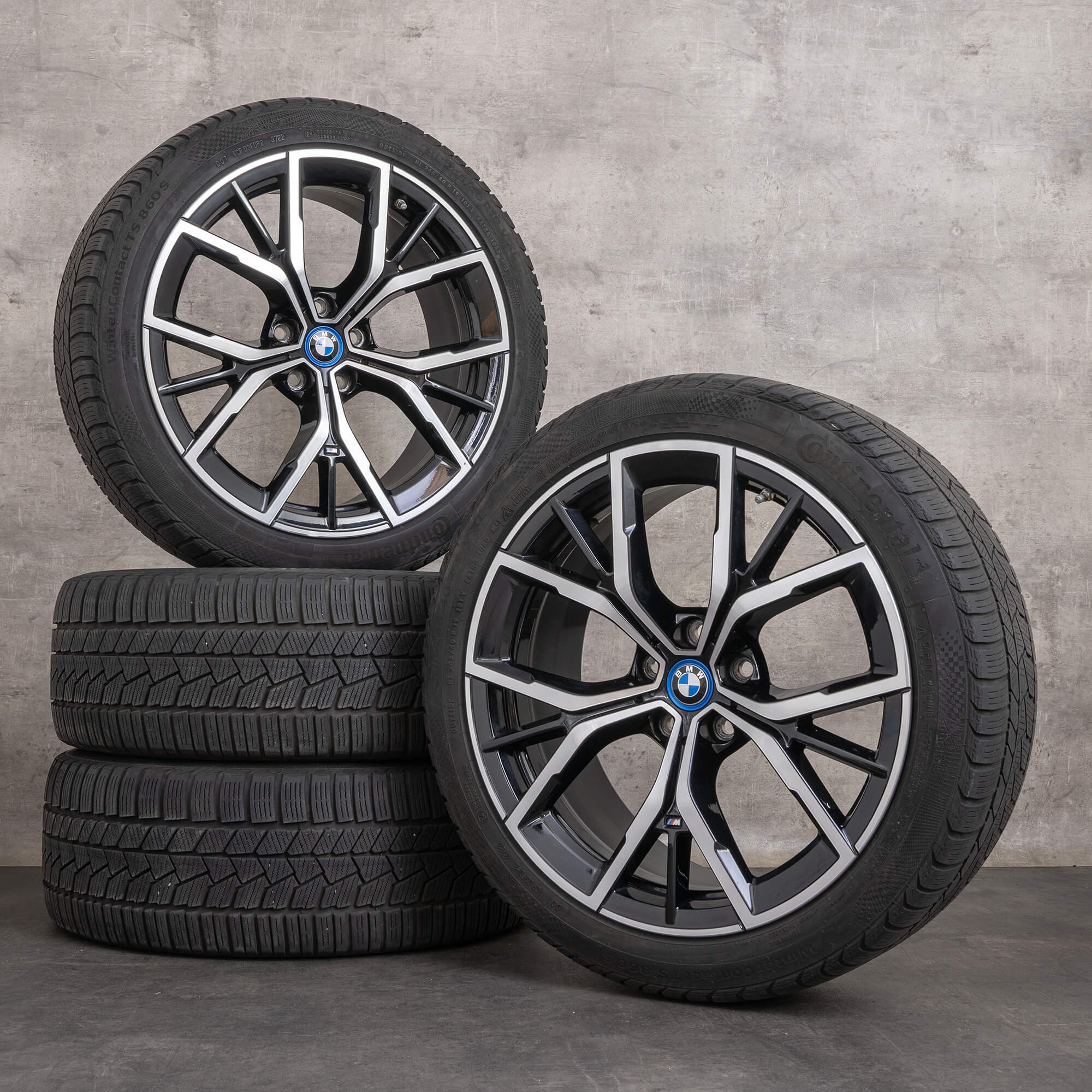 Originele BMW 5 serie winterwielen 19 inch G30 G31 velgen styling 845 M Y-spaak 8747405 zwart glanzend gedraaid