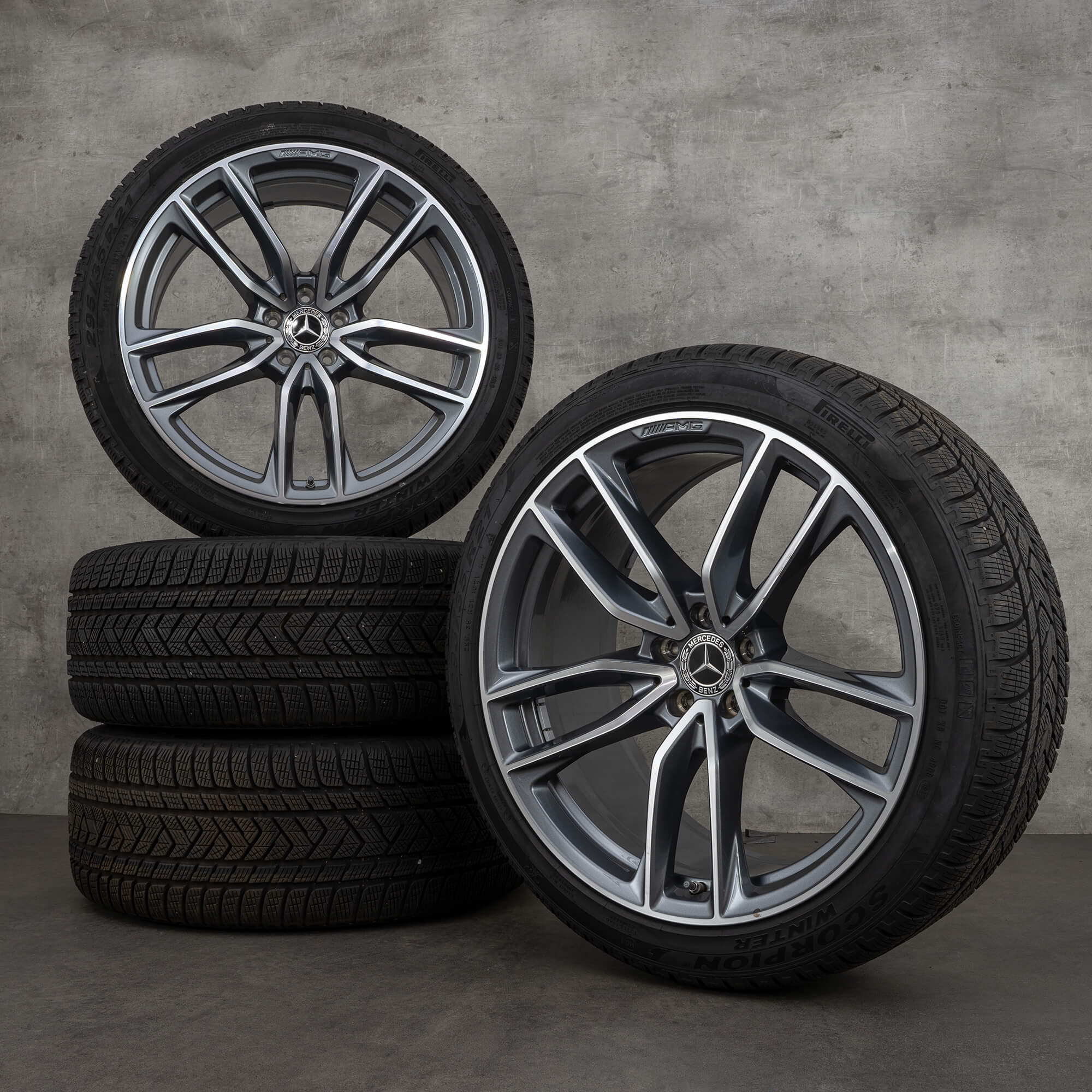 Oryginał Mercedes Benz GLC 63 & S AMG koła zimowe 21 cali C253 X253 felgi A2534013800 A2534013900 himalaya szary polerowane