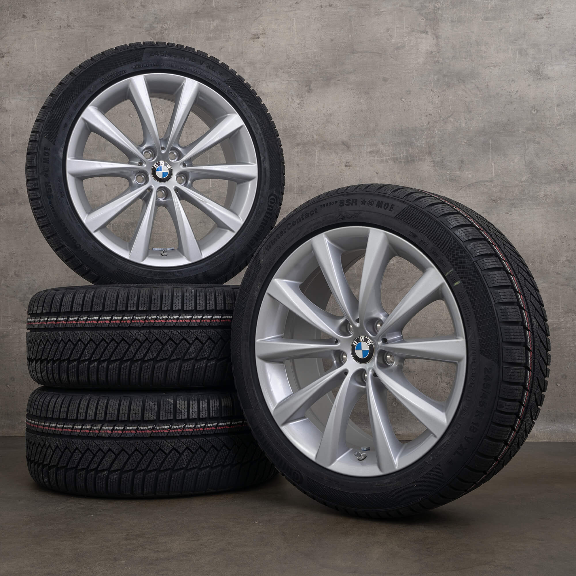 Original BMW 5-serie 8-serie vinterhjul 18 tommer G30 G31 G14 G15 G16 fælge styling 642 6867338 sølv NYT