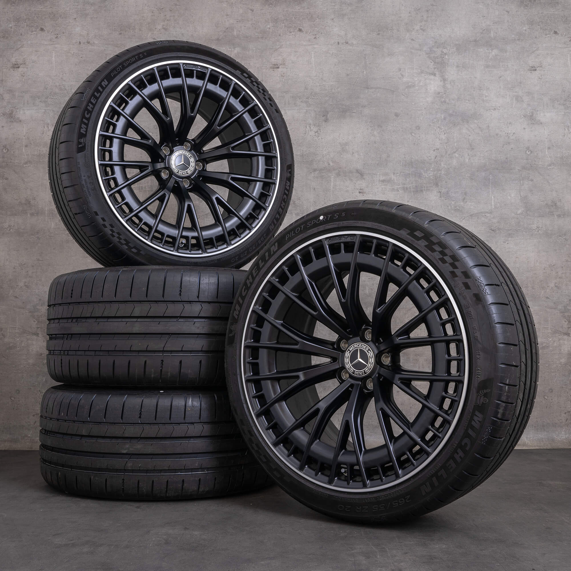 Originální alu kola Mercedes Benz CLE 53 AMG 20 palců C236 A236 4Matic Sommerrder A2364012900 A2364013000 černá matná lesklá soustružená