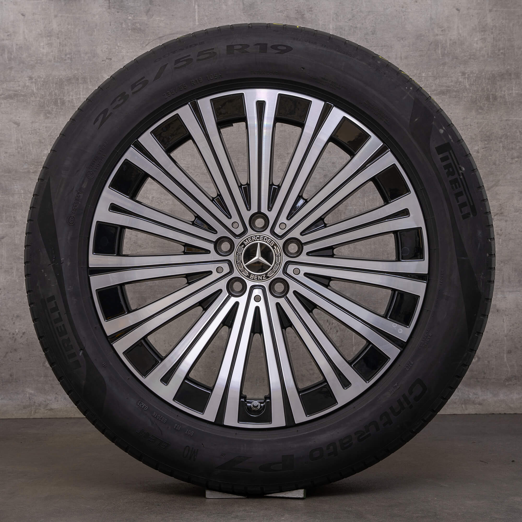 Original Mercedes Benz EQS Jantes 19 pouces V297 Roues d'été A2974010500 noir brillant