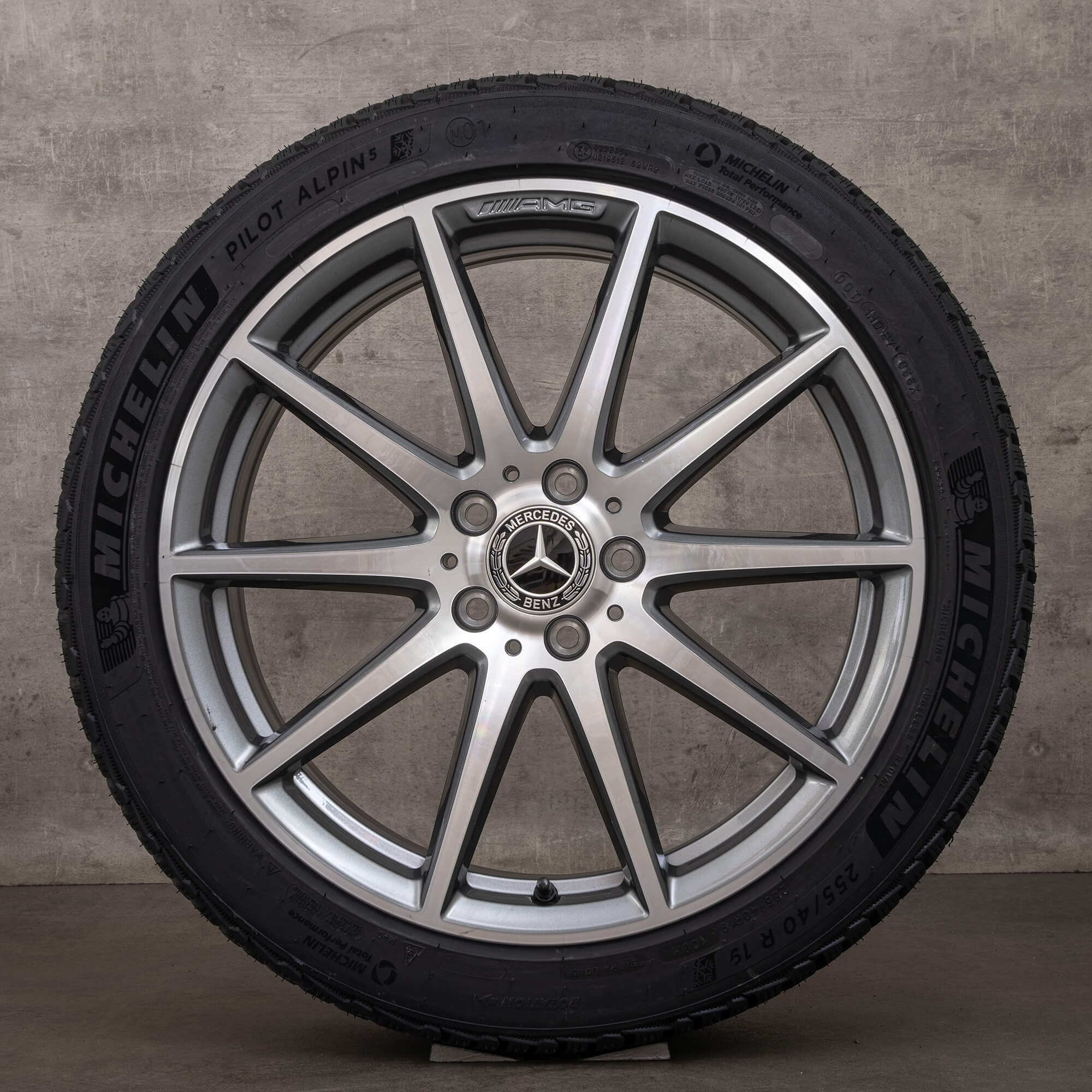 Oryginał Mercedes Benz Klasa C C63 AMG koła zimowe 19 cali W206 S206 felgi A2064016900 A2064012800 himalaya szary polerowane NOWOŚĆ