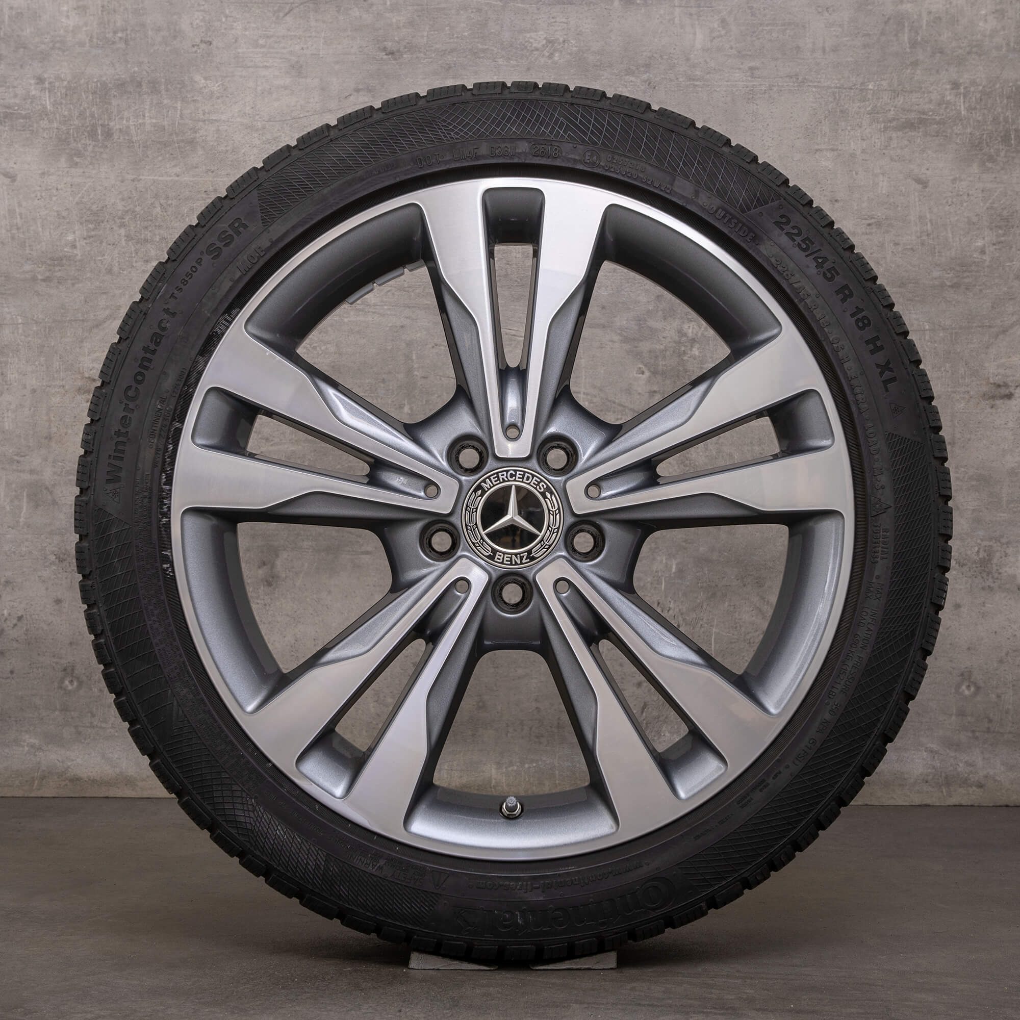 Llantas de invierno originales Mercedes Benz Clase C 18 pulgadas W205 S205 C205 A205 llantas A2054012802 gris himalaya torneado brillante
