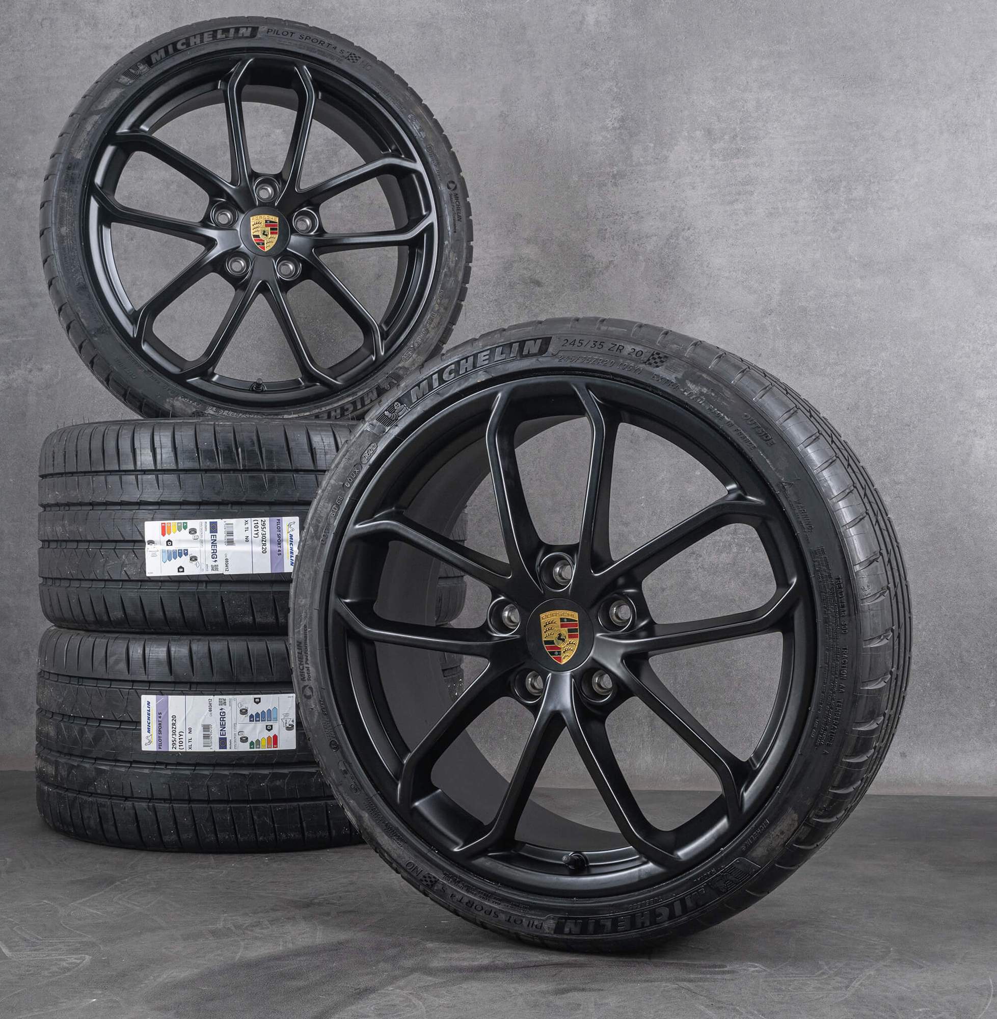 Originalní ráfky na auto Porsche Spyder Cayman 718 20" letní kola 982 GT4 982601025AB 982601025AC černá lesklá NOVÉ