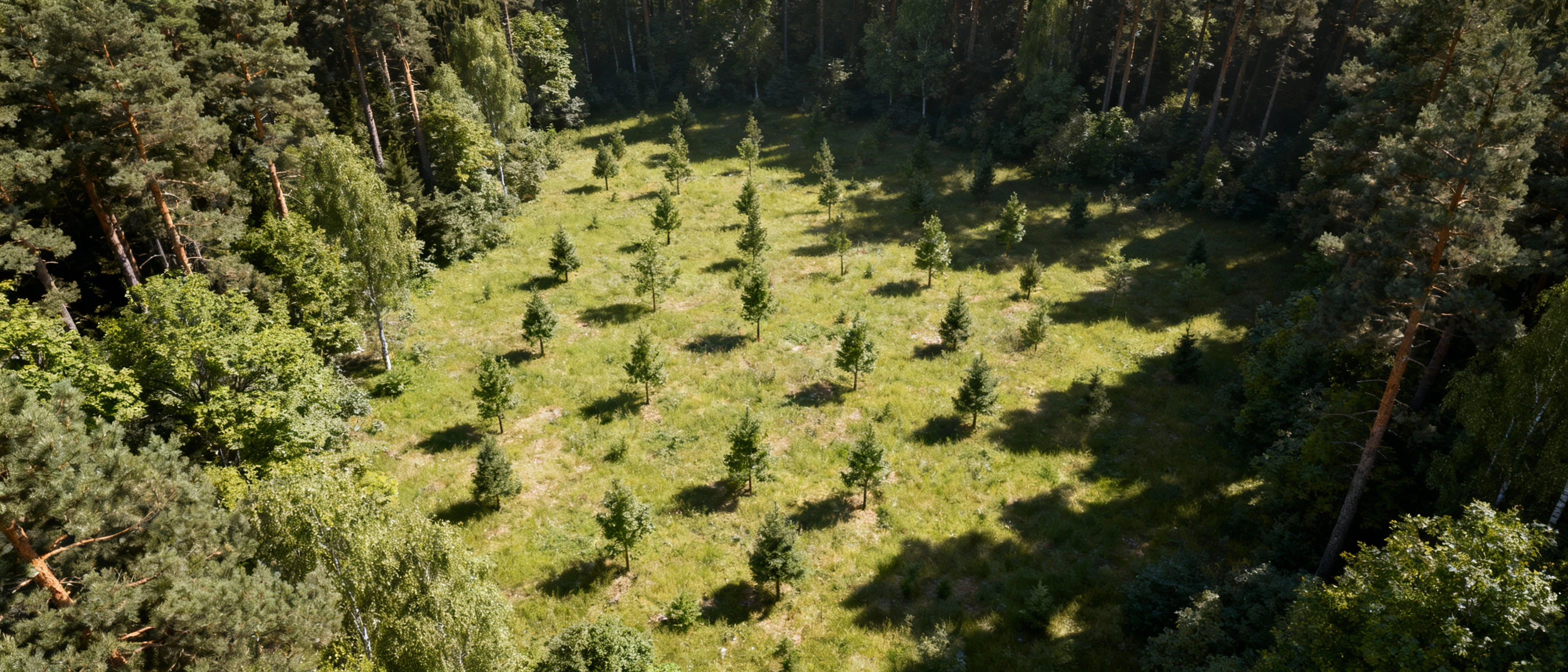 Lichtung mit kleinen Bäumen