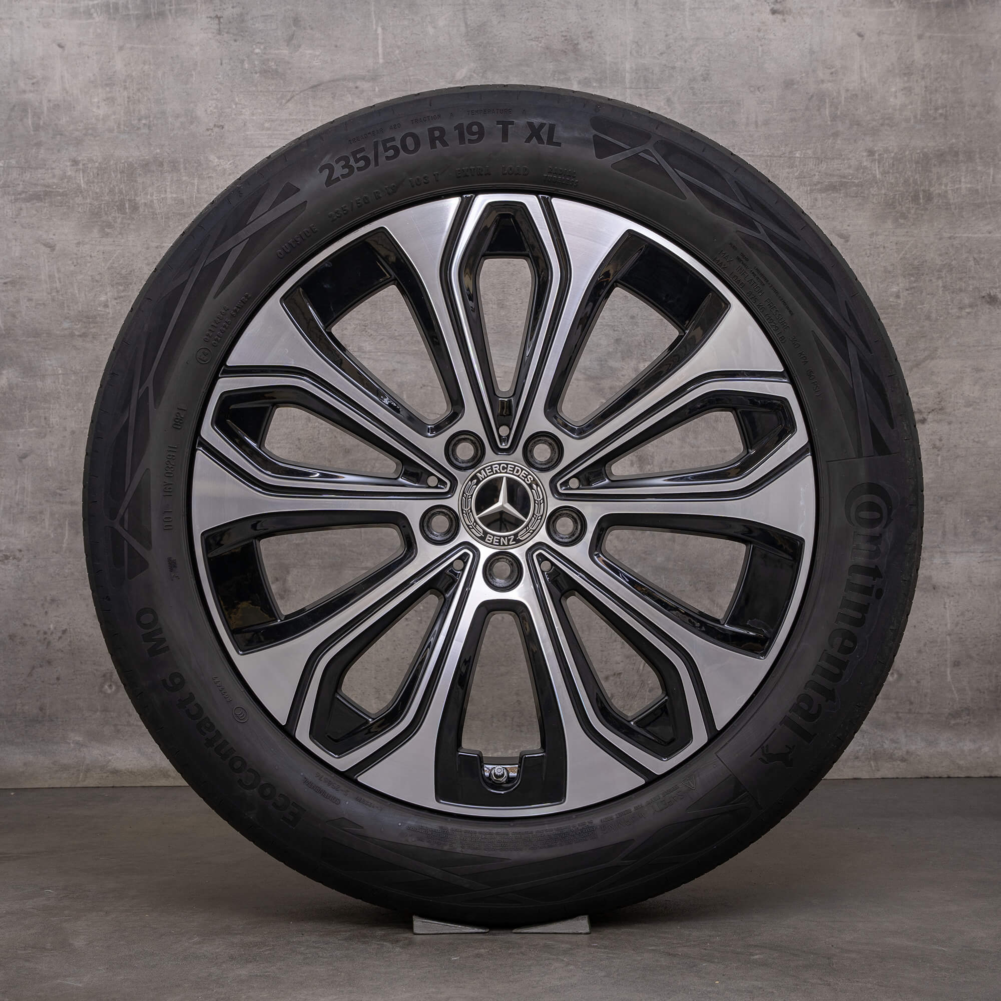 Original Mercedes Benz EQE vinterhjul 19 tommer V295 fælge A2954011600 sort blank drejet