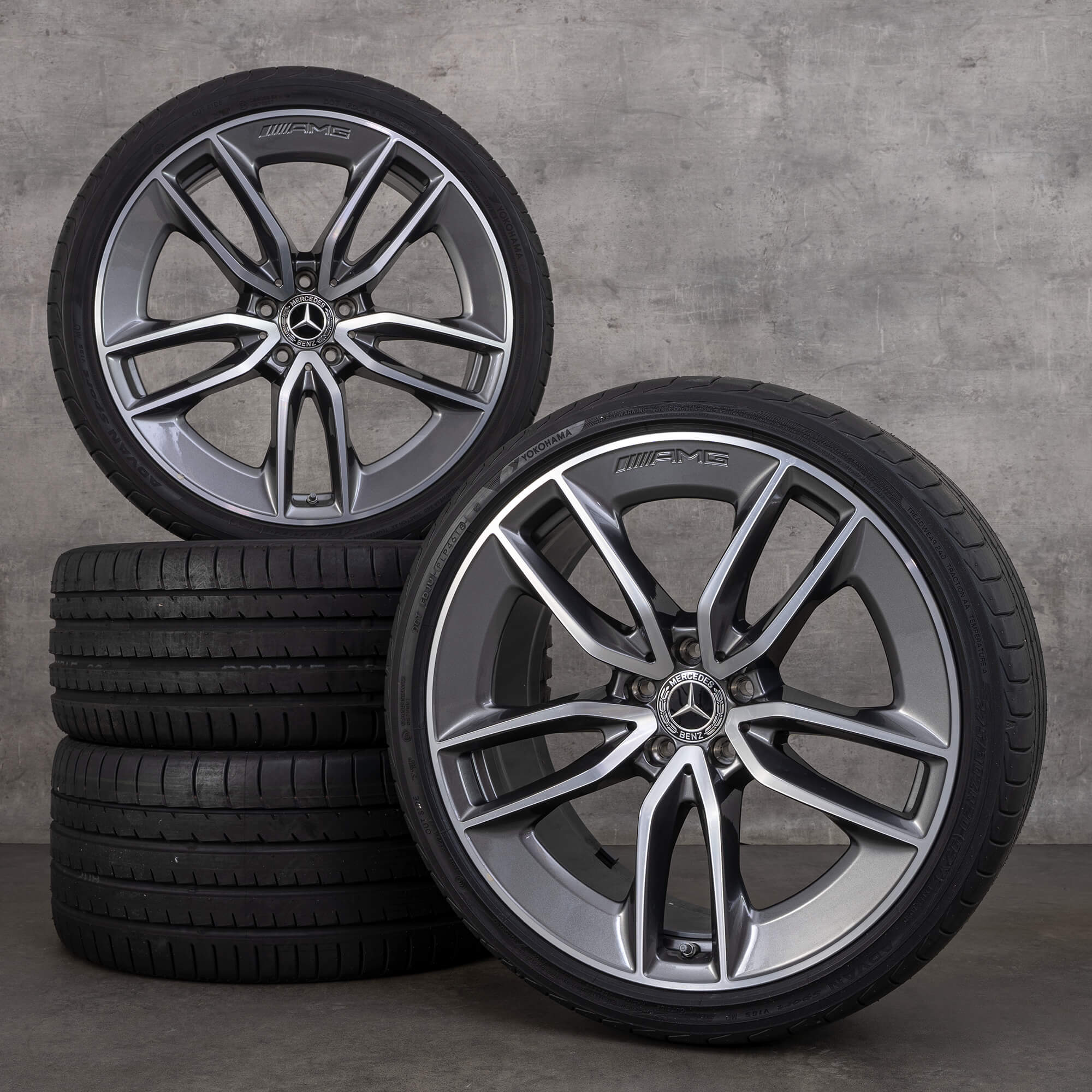 Originele Mercedes CLS 53 AMG wielen 20 inch C257 4Matic zomerwielen A2574013100 A2574012200 himalaya grijs glanzend gedraaid NIEUW