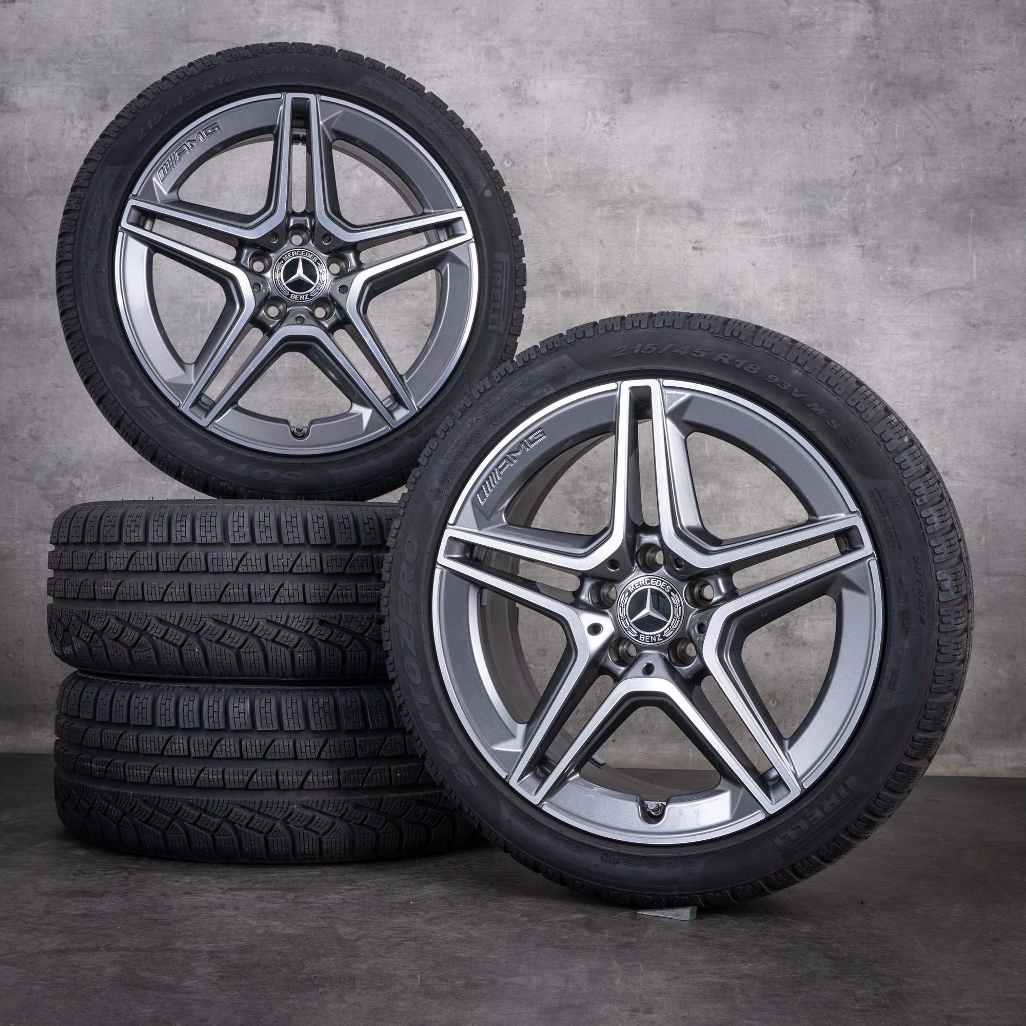 Original Mercedes Benz A-Klasse A35 AMG Winterräder 18 Zoll W177 V177 Felgen A1774013800 himalaya grey glanzgedreht