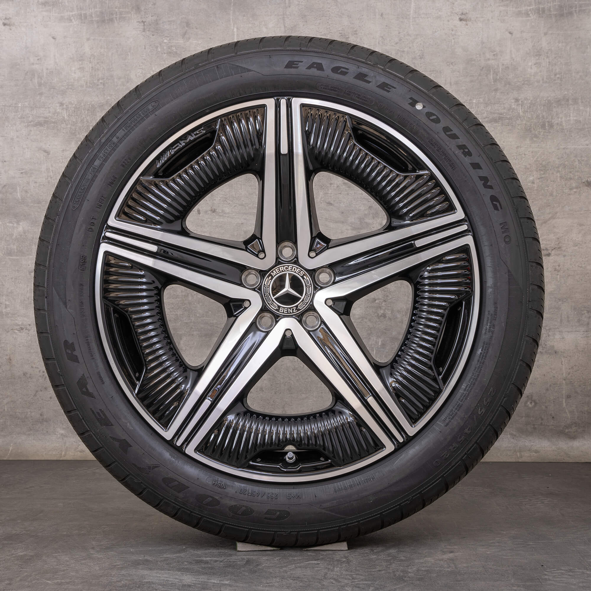 Oryginalne felgi Mercedes Benz EQS 20 cali V297 koła letnie A2974012300 czarne polerowane toczone