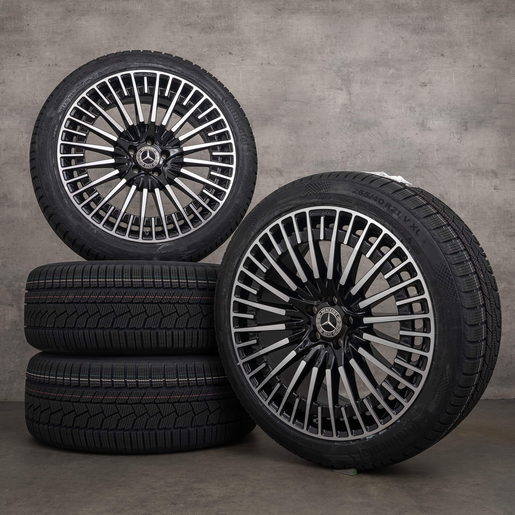 Orijinal Mercedes Benz EQS 53 AMG kış jant lastik 21 inç SUV V297 jantlar A2974011500 siyah parlak tornalanmış