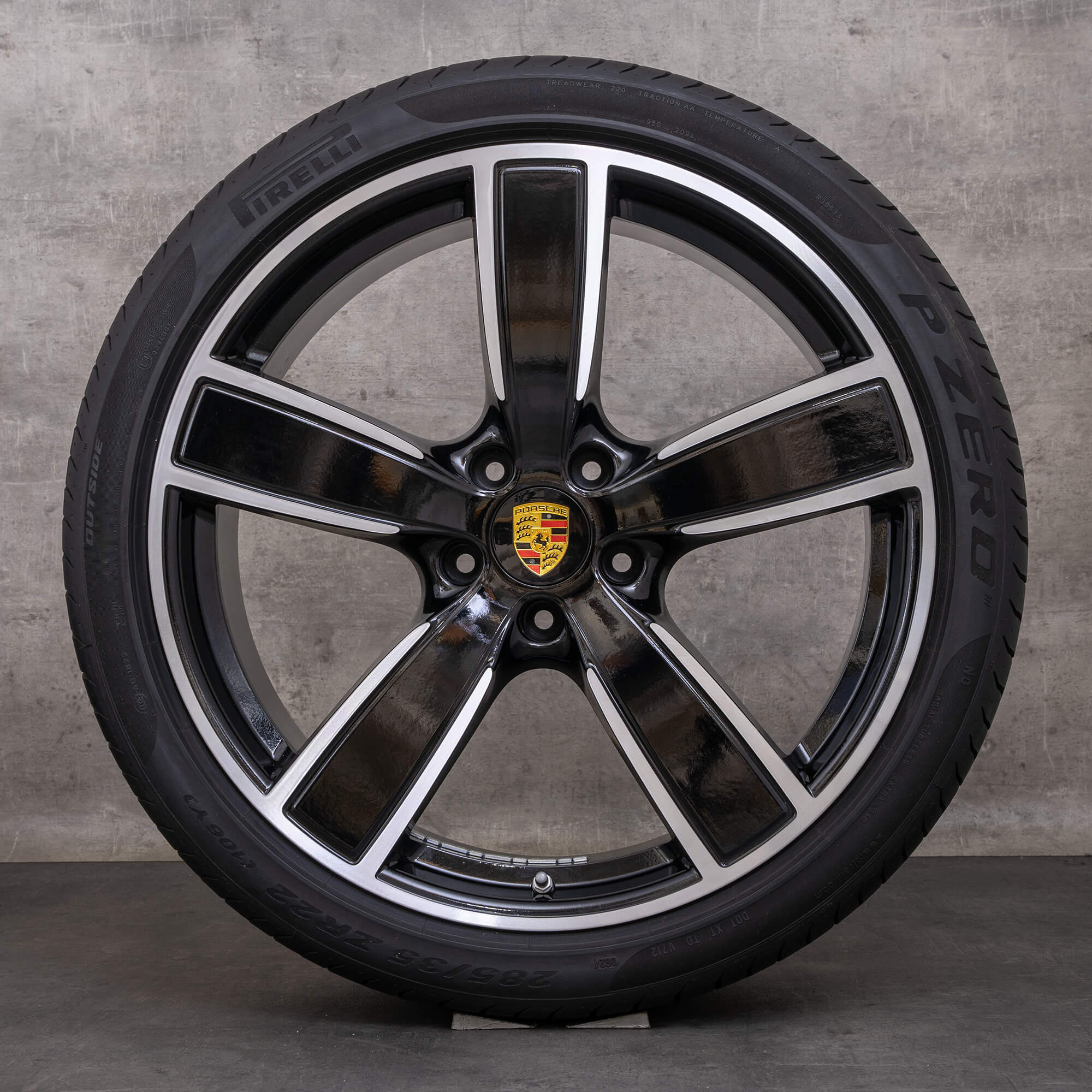 Oryginalne felgi Porsche Cayenne Coupe 9YA 22-calowe koła letnie 9Y0601025AP 9Y3601025T czarny jedwabisty mat