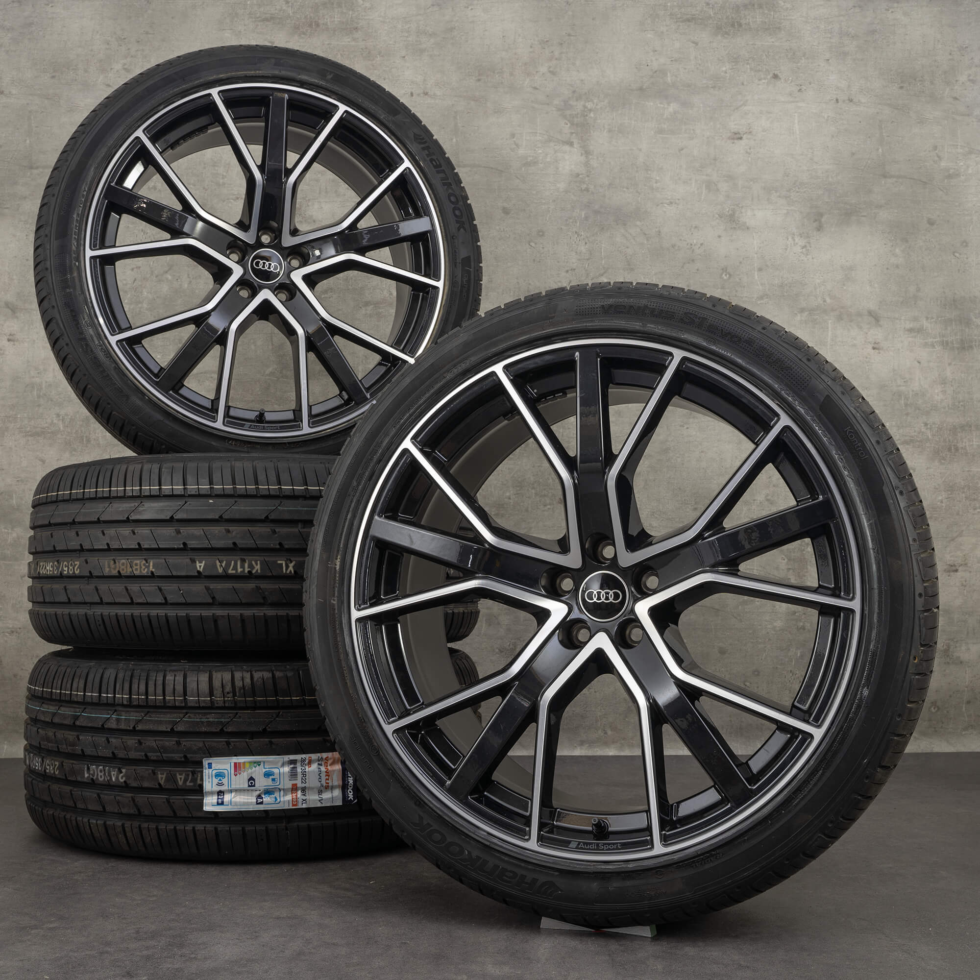 Originele Audi Q7 SQ7 velgen 22 inch 4M Performance zomerwielen 4M0601025DP zwart hoogglans NIEUW