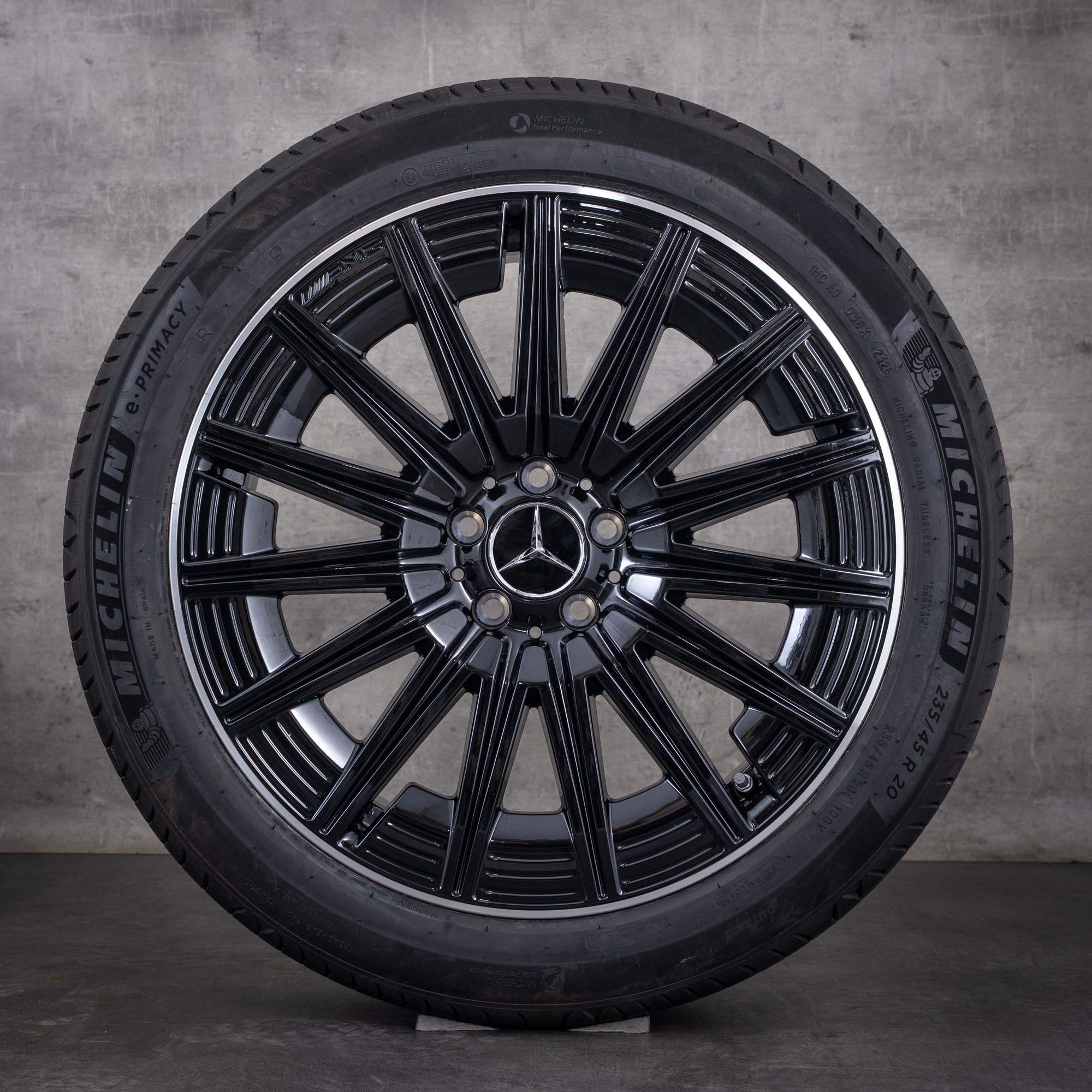 Original Mercedes-Benz GLA GLB 20-tums AMG-fälgar H247 X247 sommarhjul A2474015200 svarta frontpolerade