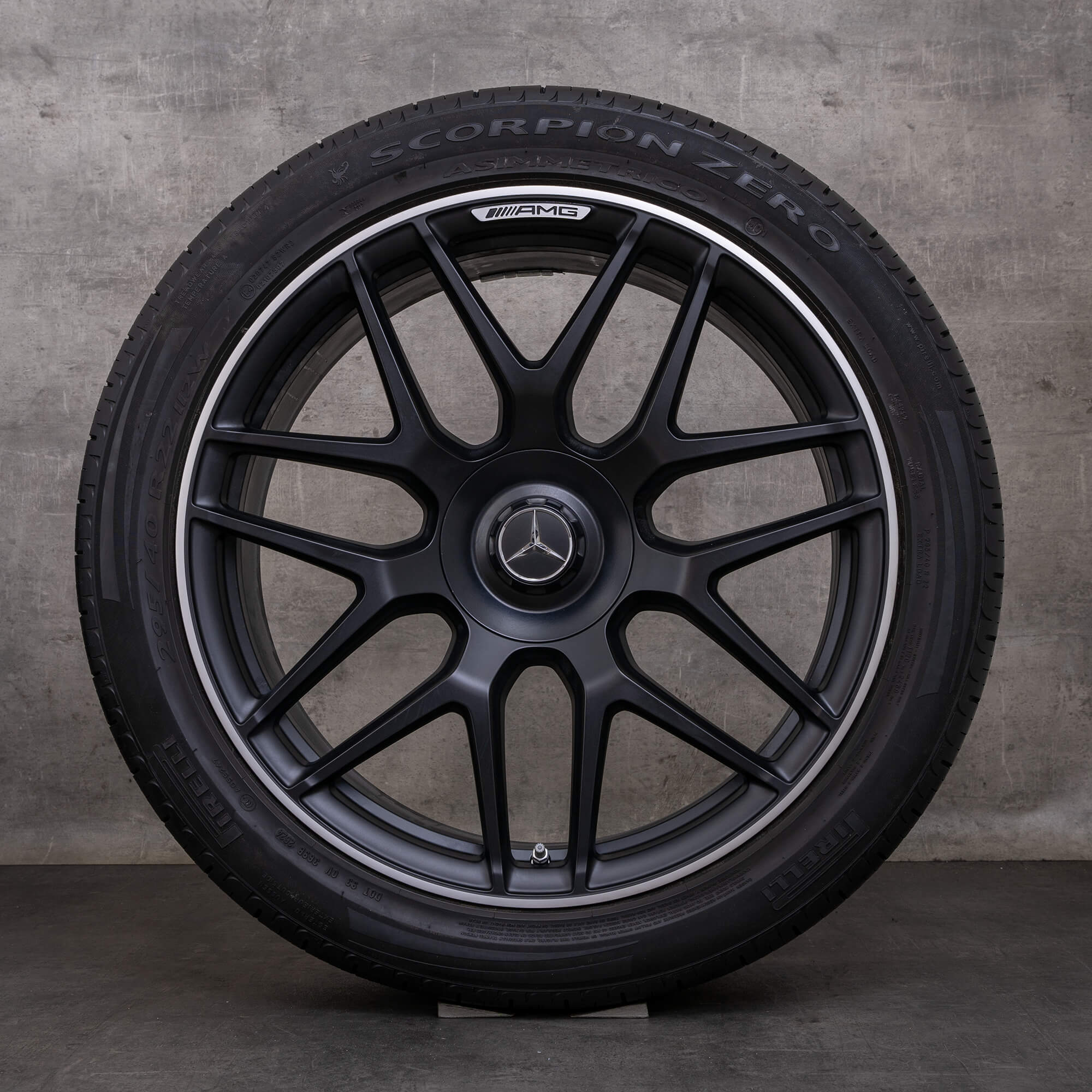 Alkuperäiset Mercedes Benz G-sarjan G63 AMG-vanteet 22 tuumaa, W465 ja W463A kesäpyörät, A4634012000, musta, matta, kiillotettu