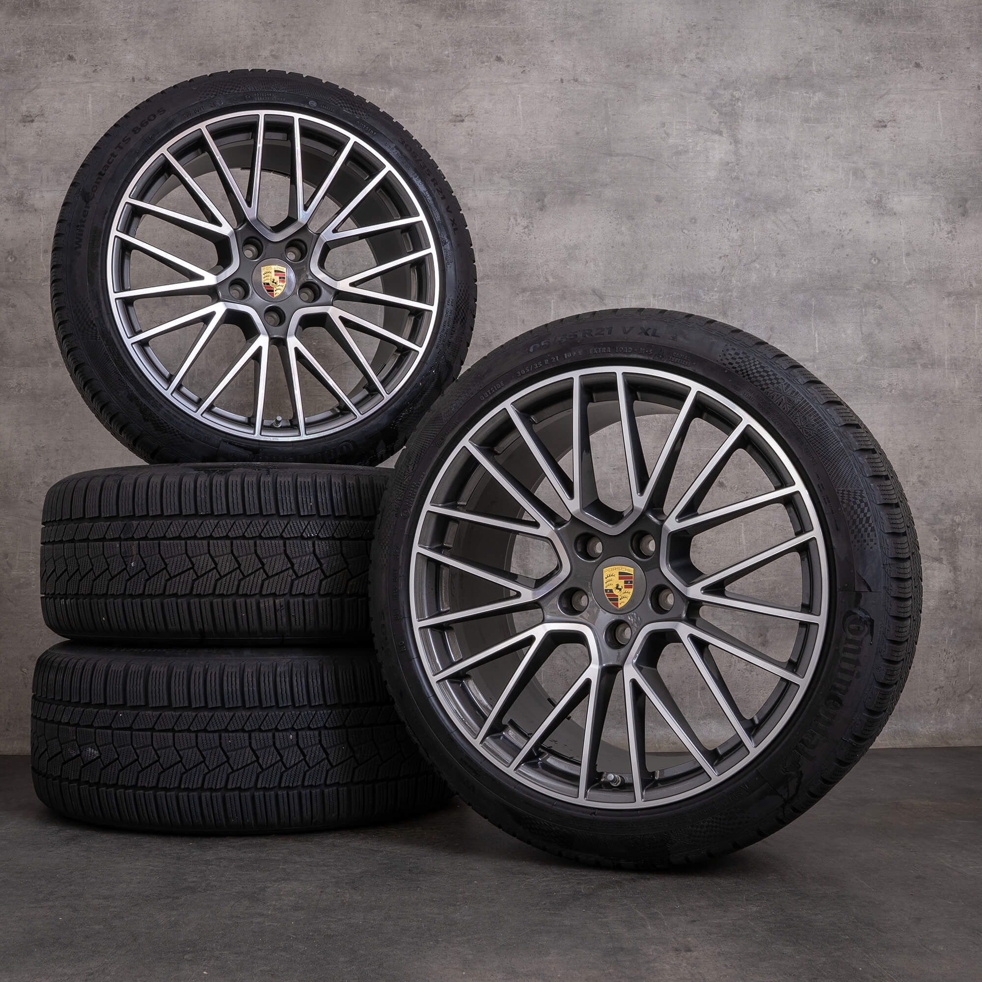 Alkuperäiset Porsche Cayenne Coupe talvirenkaat 21 tuuman 9YA vanteet 9Y0601025BF 9Y3601025AC titaani kiillotettu