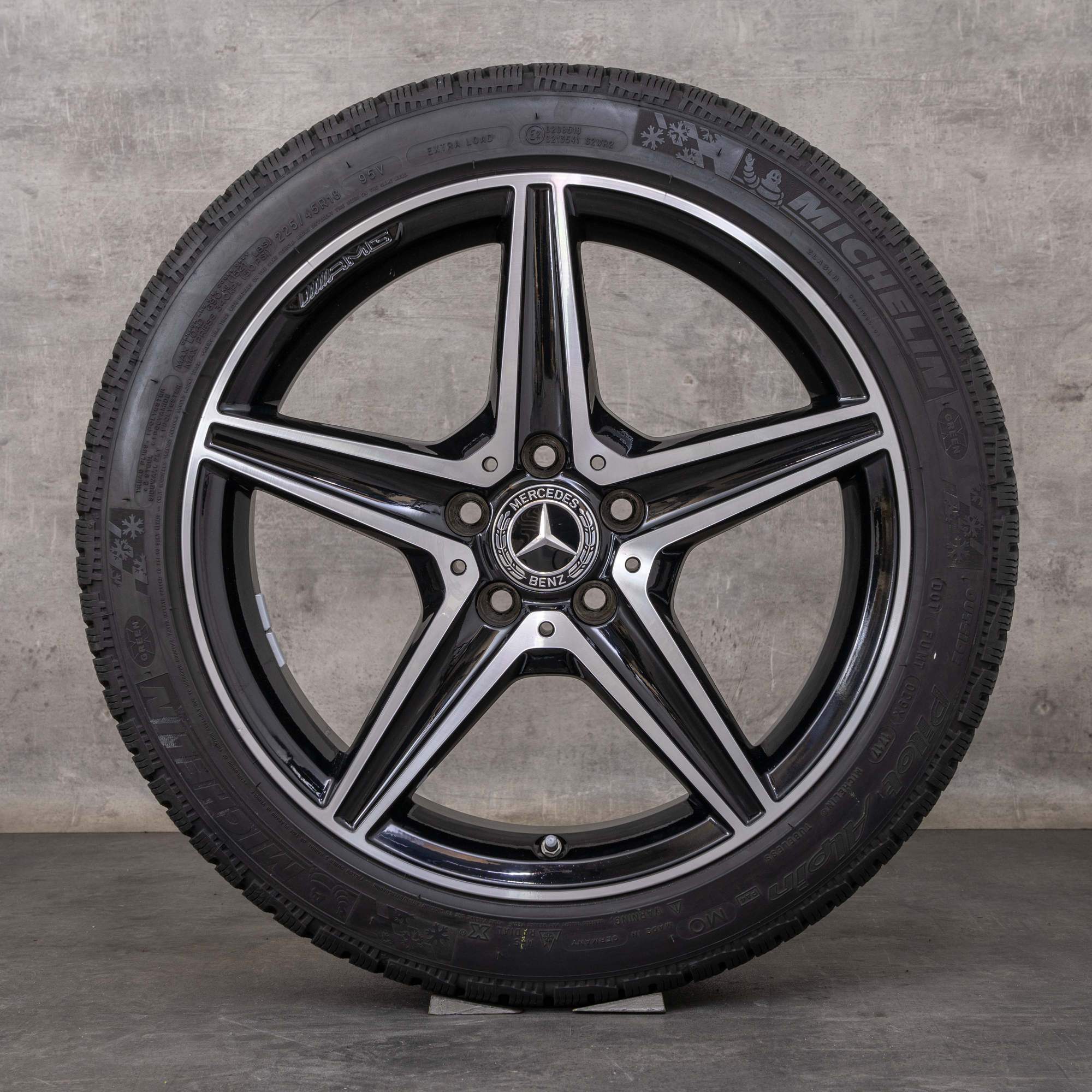 Alkuperäiset Mercedes Benz C-sarjan AMG C43 C450 Sport talvirenkaat 18 tuuman W205 S205 C205 A205 vanteet A2054014800 A2054011100 musta kiillotettu käännetty