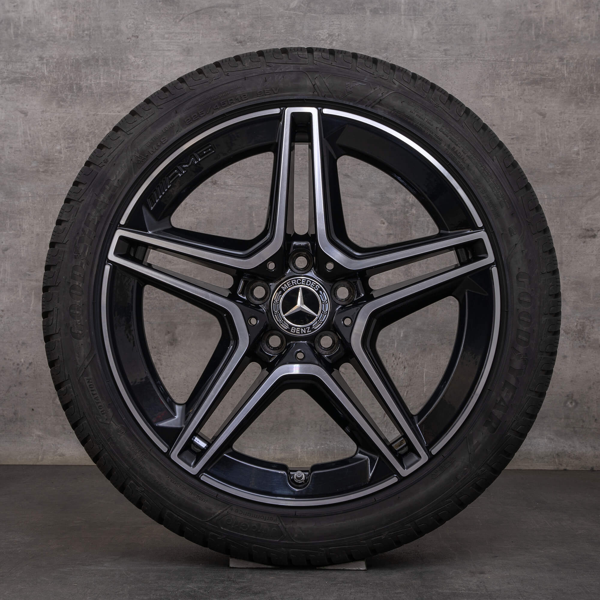 Originales Mercedes Benz Clase C AMG ruedas de invierno 18 pulgadas W205 S205 C205 A205 llantas A2054019500 negro brillante torneado