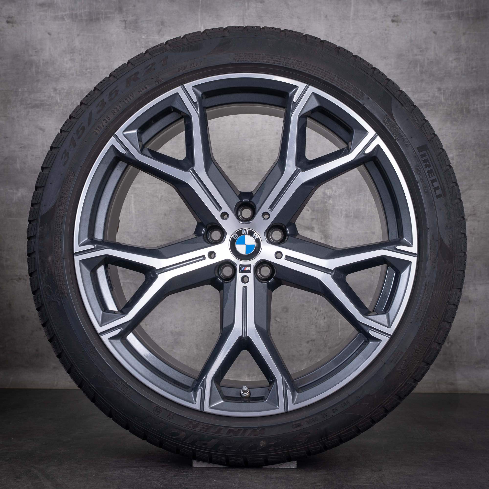 Roues hiver d'origine BMW X5 X6 21 pouces G05 G06 741 M 8071998 8071999 gris orbite face avant diamantée - roue 3 sur 4