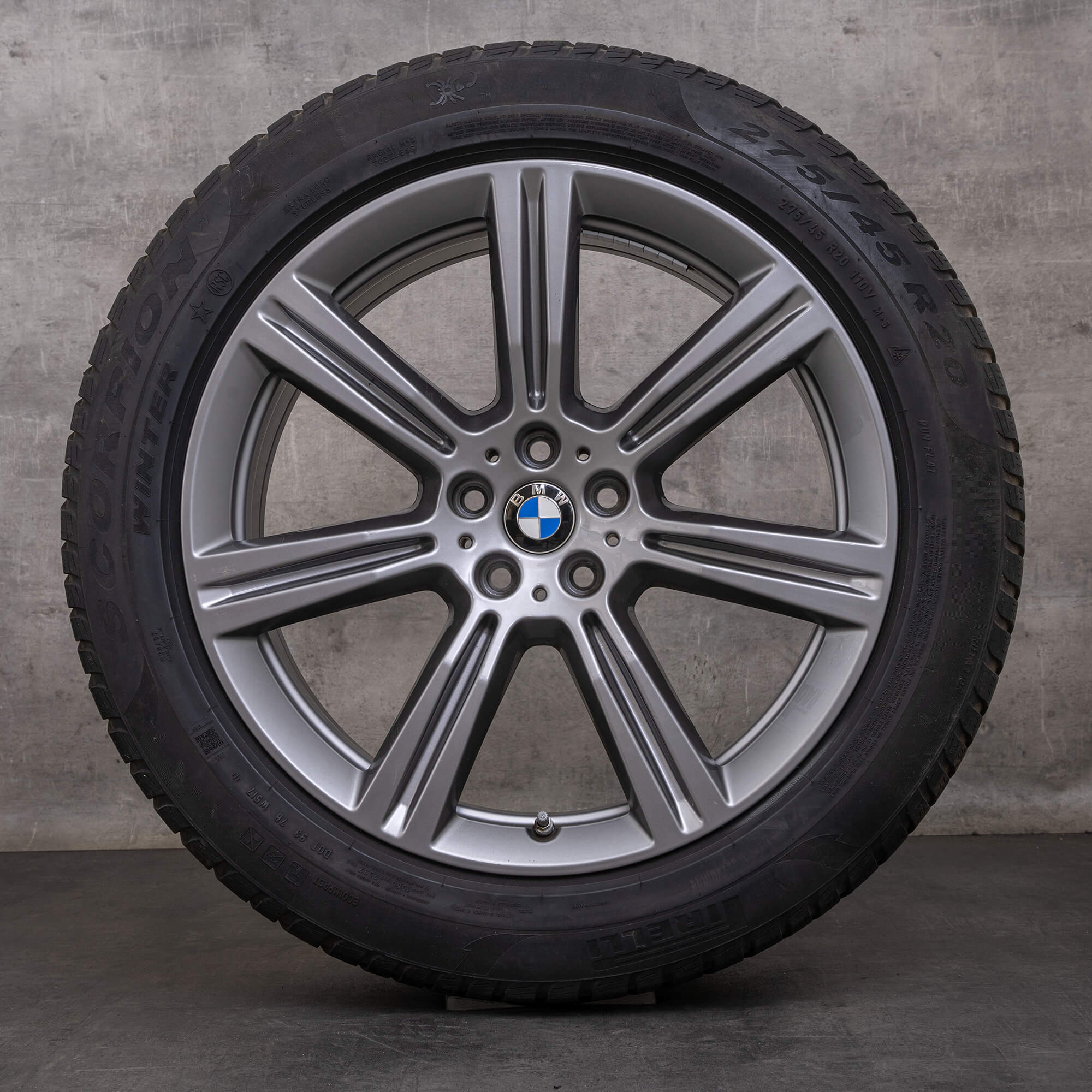 Originais BMW X5 X6 jantes e pneus inverno 20 polegadas G05 G06 styling 736 6883753 ferric grey gloss
