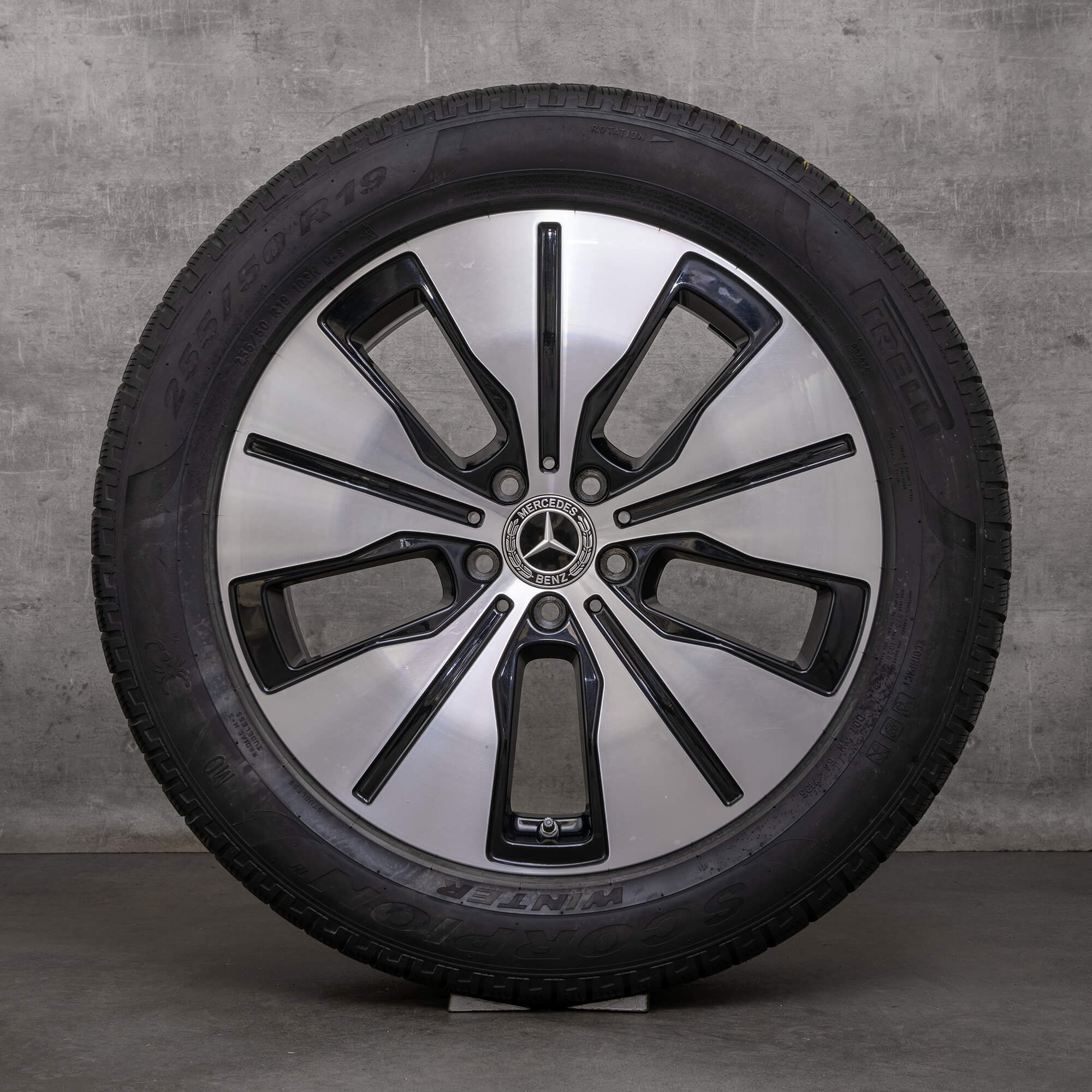 Oryginalał Mercedes Benz EQC koła zimowe 19 cali N293 felgi A2934011200 A2934010100 czarne Polerowane