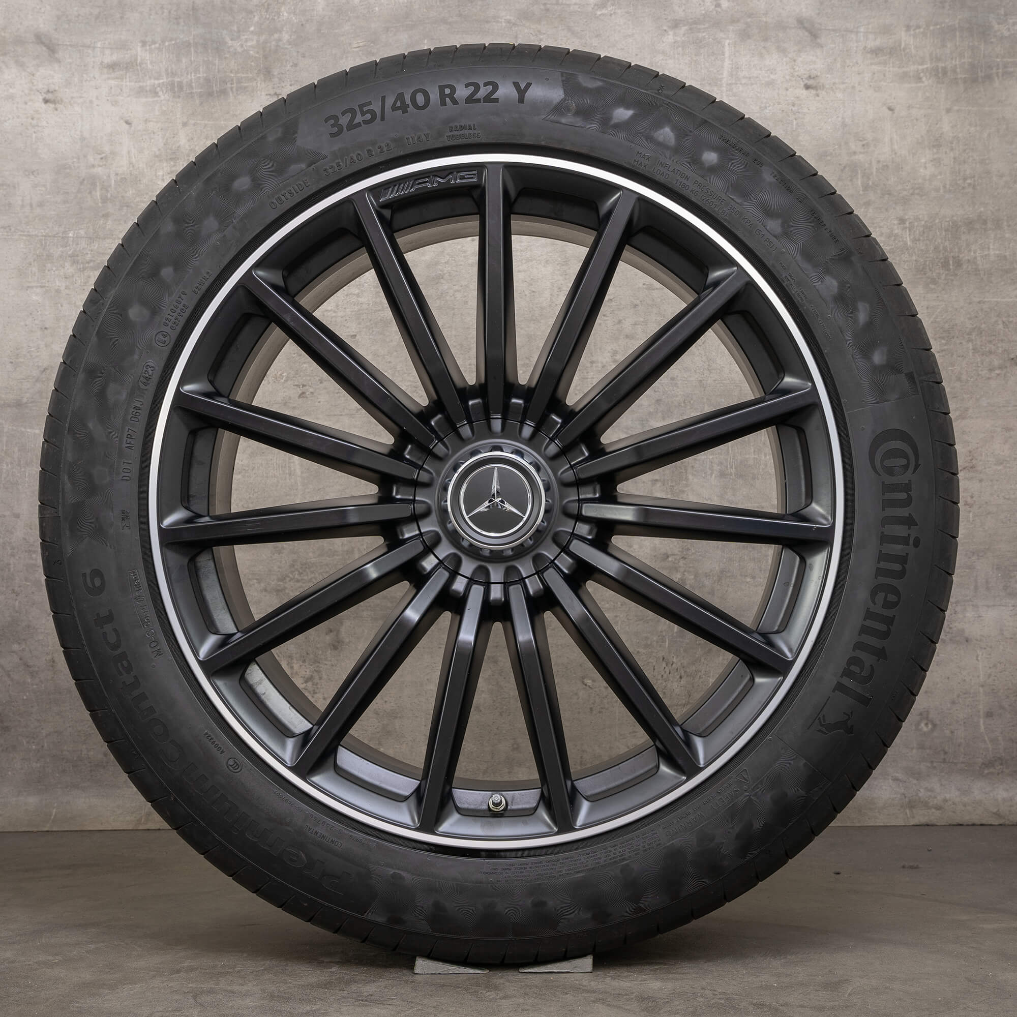 Originale AMG Mercedes Benz GLS 63 4Matic+ sommerhjul 22 tommer X167 A1674018300 A1674018400 svart matt blank dreid
