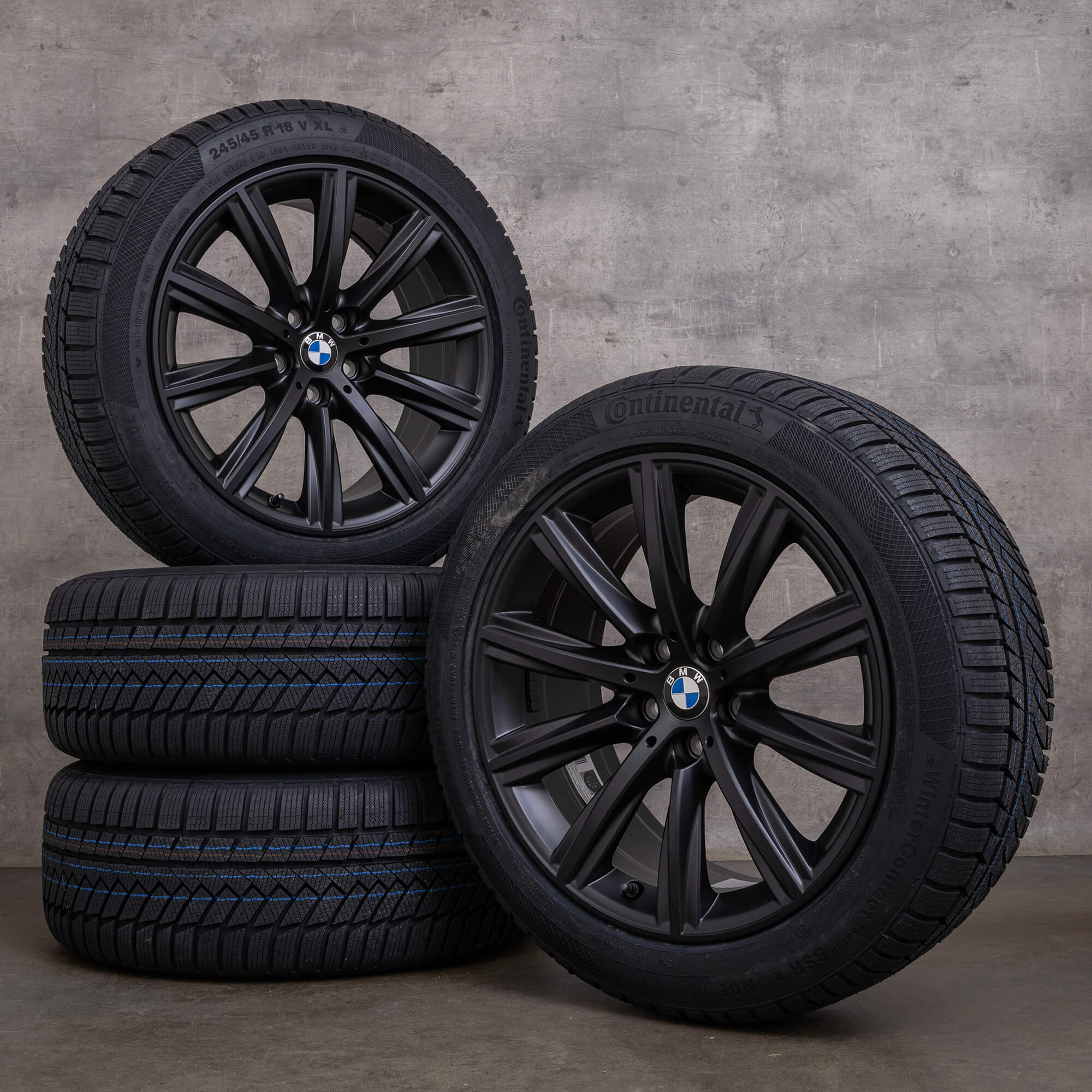 Original BMW 5-serie vinterhjul 18 tommer G30 G31 fælge styling 684 6874441 sort mat