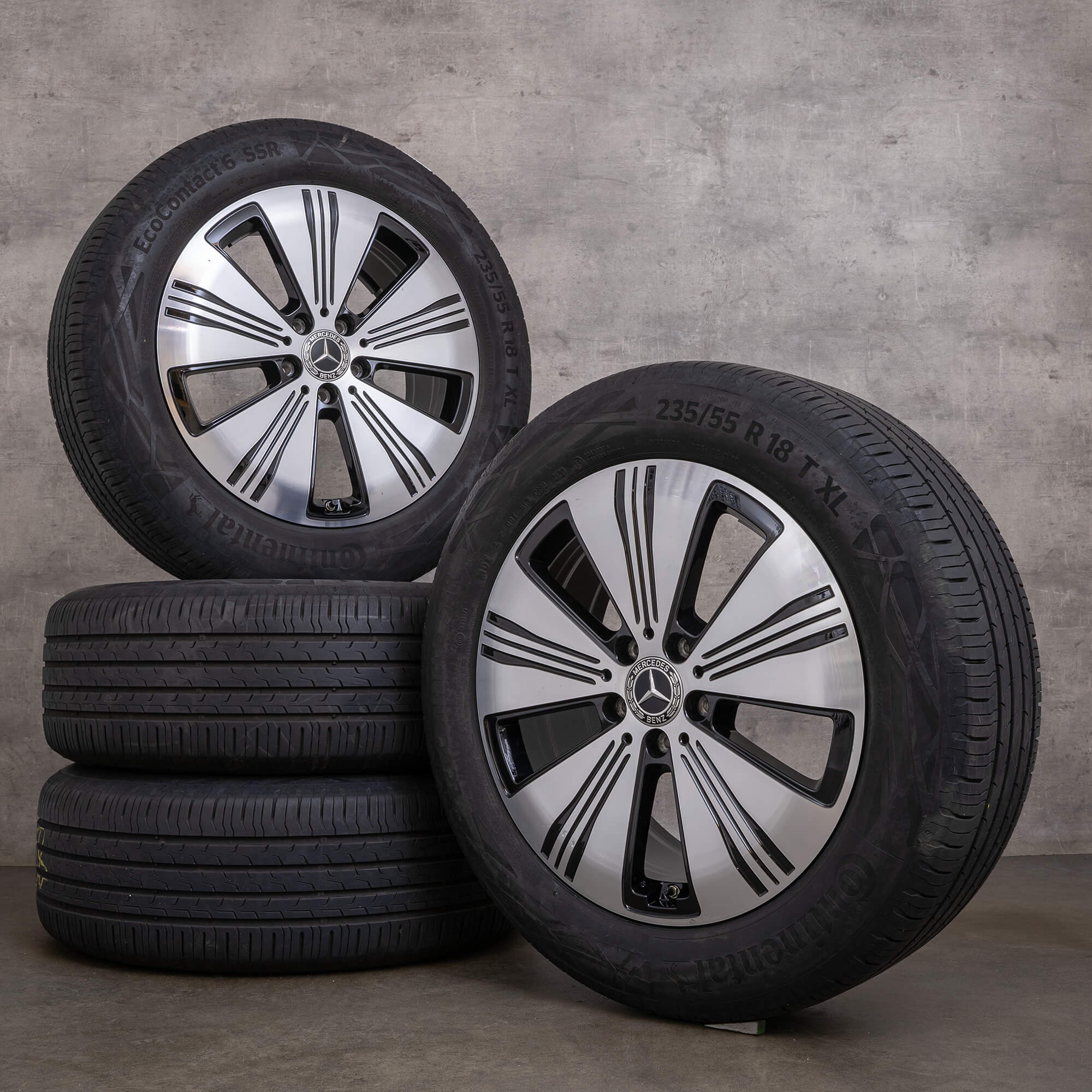 OEM Mercedes Benz EQA EQB rims 18 inch H243 X243 summer tires A2434010100 black glossy turned