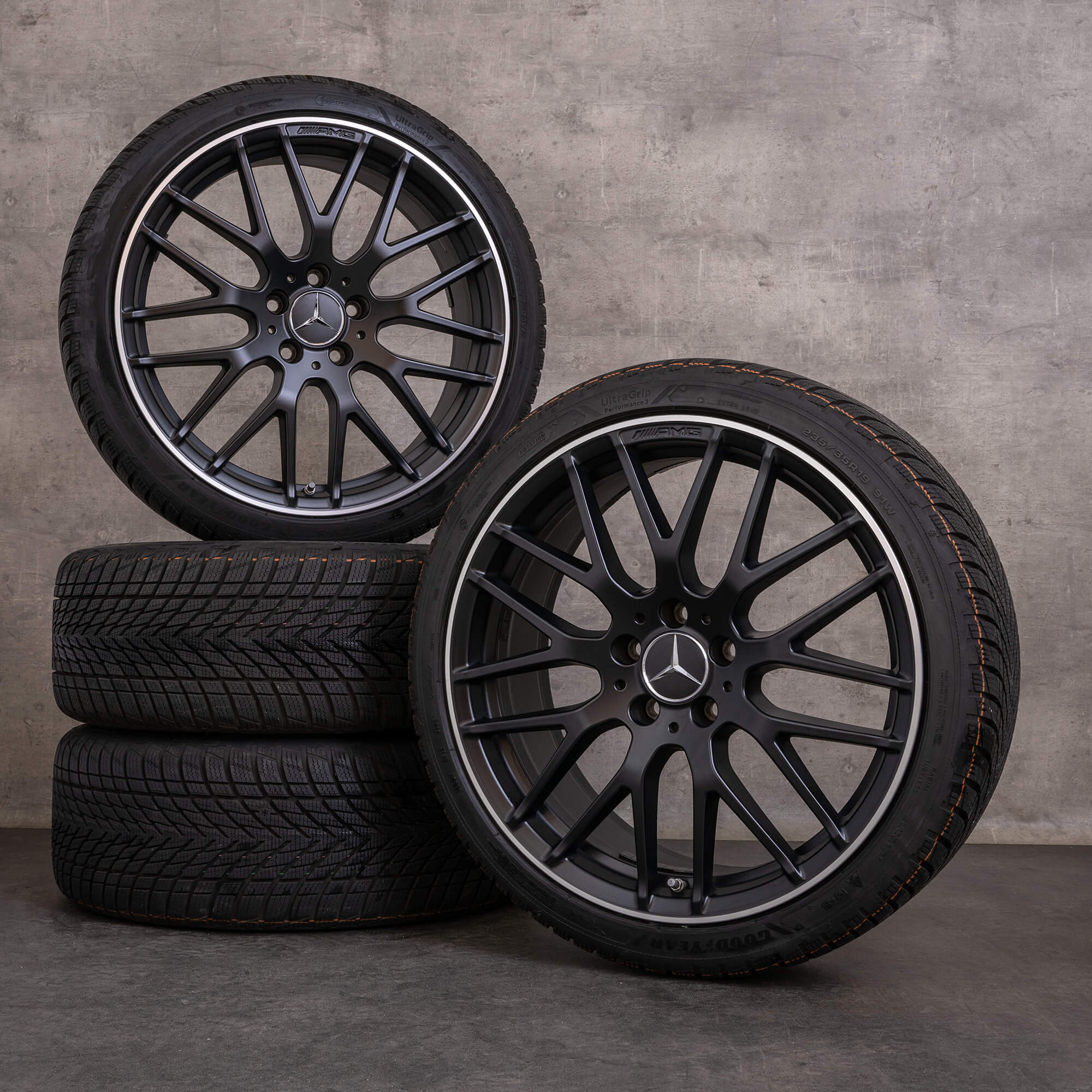 Orijinal Mercedes Benz A-Serisi A45 CLA 45 AMG jantlar 19 inç W176 C117 X117 yaz jant lastik A1764010900 siyah mat diamond görünümlü