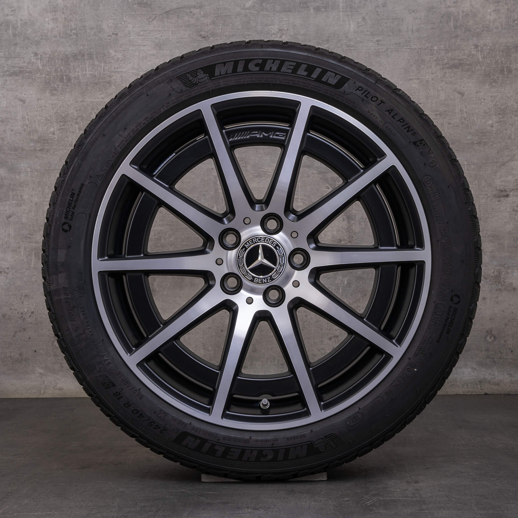 Orijinal Mercedes Benz A-Serisi A45 CLA 45 AMG kış jant lastik 18 inç W177 V177 C118 X118 jantlar A1774012100 siyah mat yüksek parlaklıkta tornalanmış