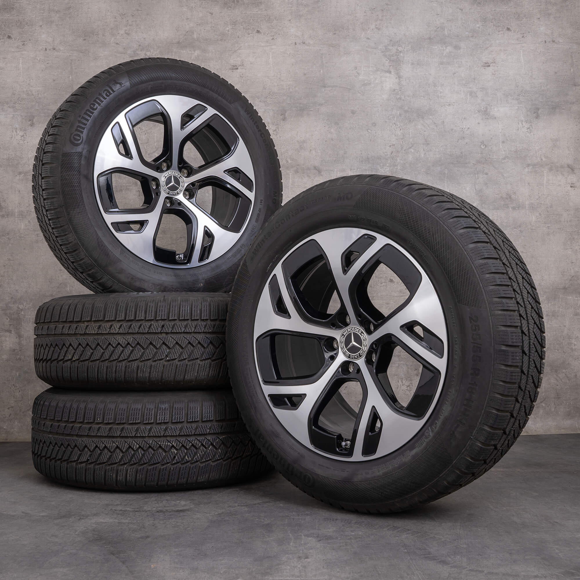 Originální zimni alu kola Mercedes Benz GLC 18" C254 X254 & 4Matic Hybrid disky A2544010100 A2544014700 černé lesklé soustružené