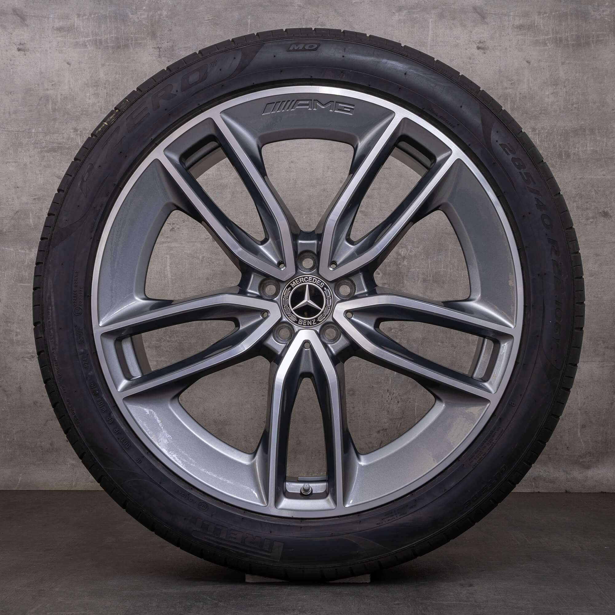 Original Mercedes Benz GLE AMG Winterräder 22 Zoll C167 V167 Felgen A1674013600 A1674013700 himalaya grey glanzgedreht