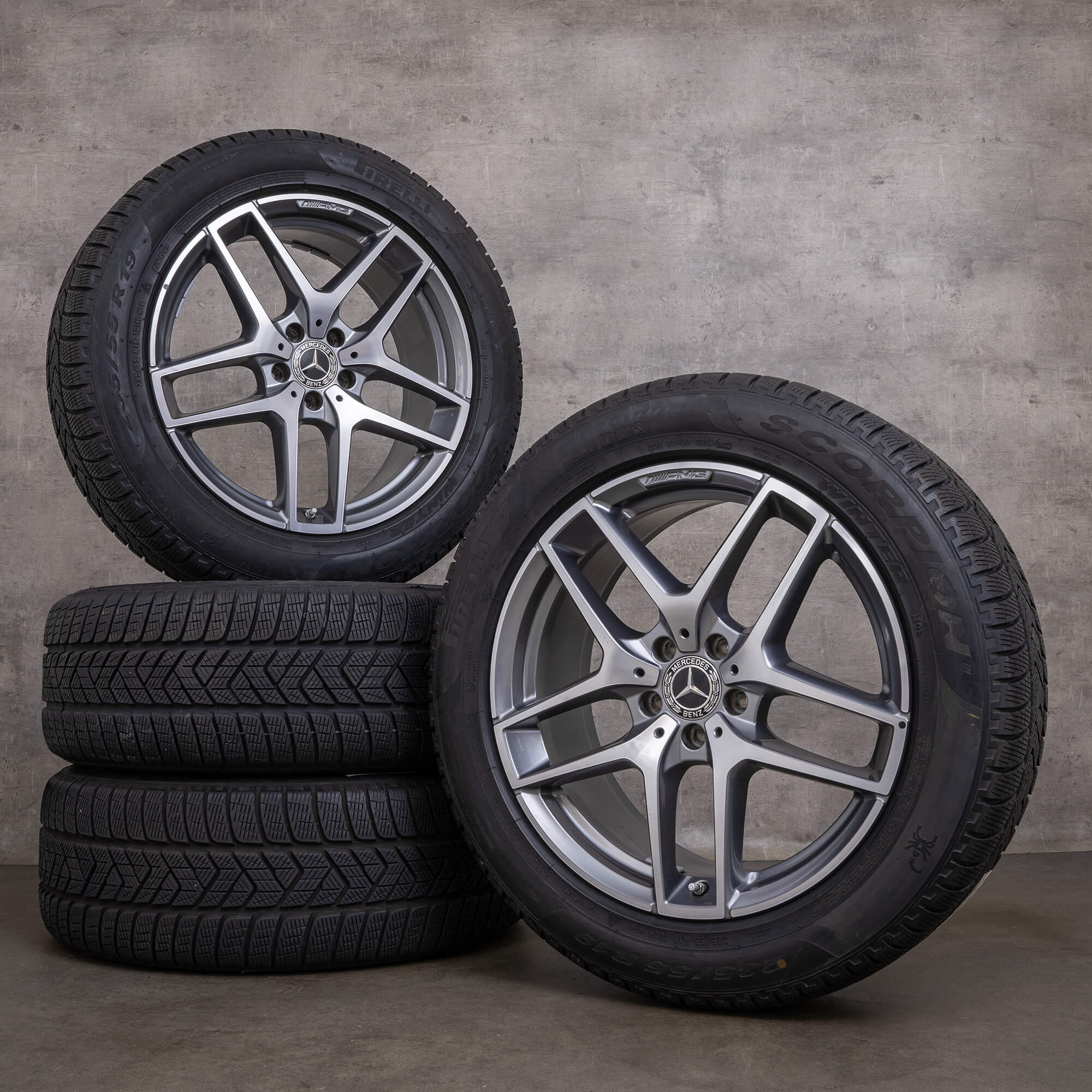 Alkuperäiset Mercedes Benz GLC & 43 AMG talvirenkaat 19 tuuman C253 X253 vanteet A2534011800 himalajanharmaa kiillotettu