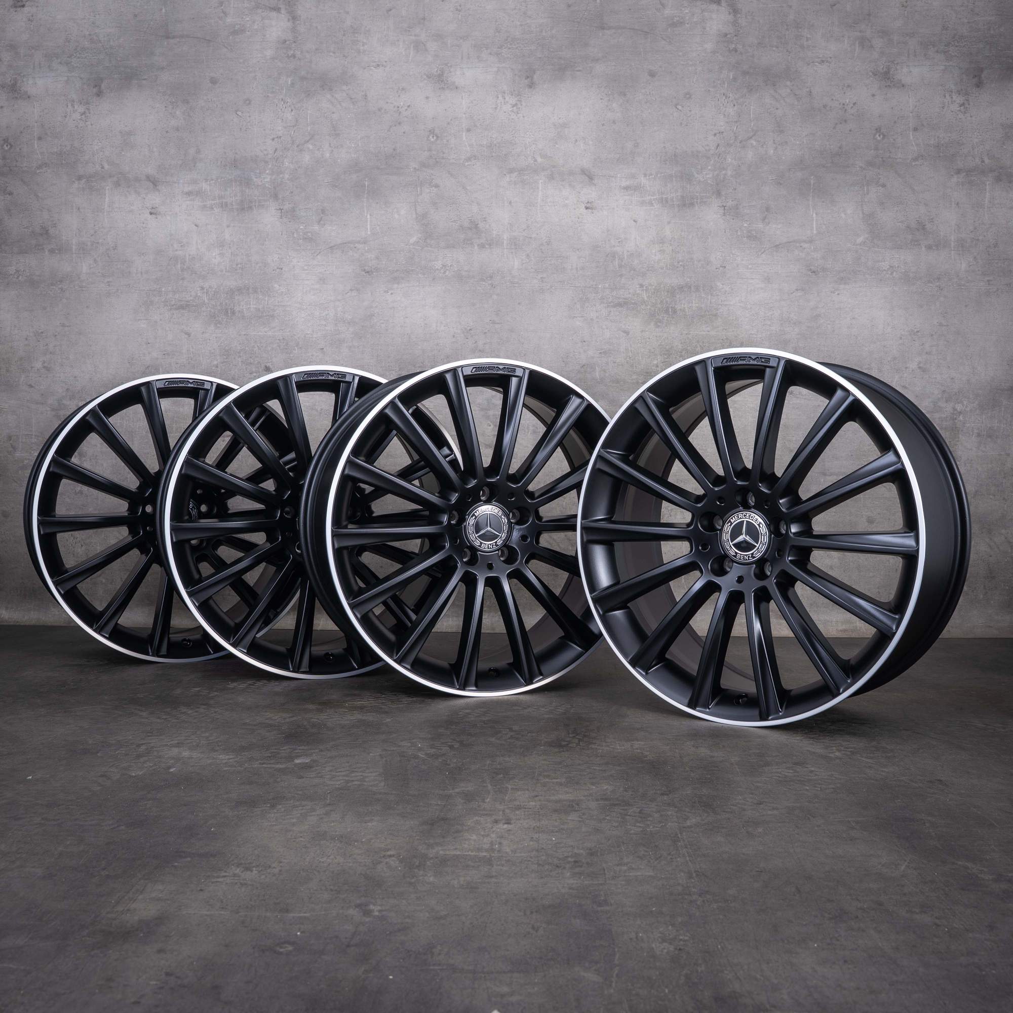 Alkuperäiset Mercedes-Benz S-sarjan AMG-vanteet 20 tuumaa W222 V222 S 63 S 65 A2224010400 A2224010500 mattamusta diamond cut UUDET