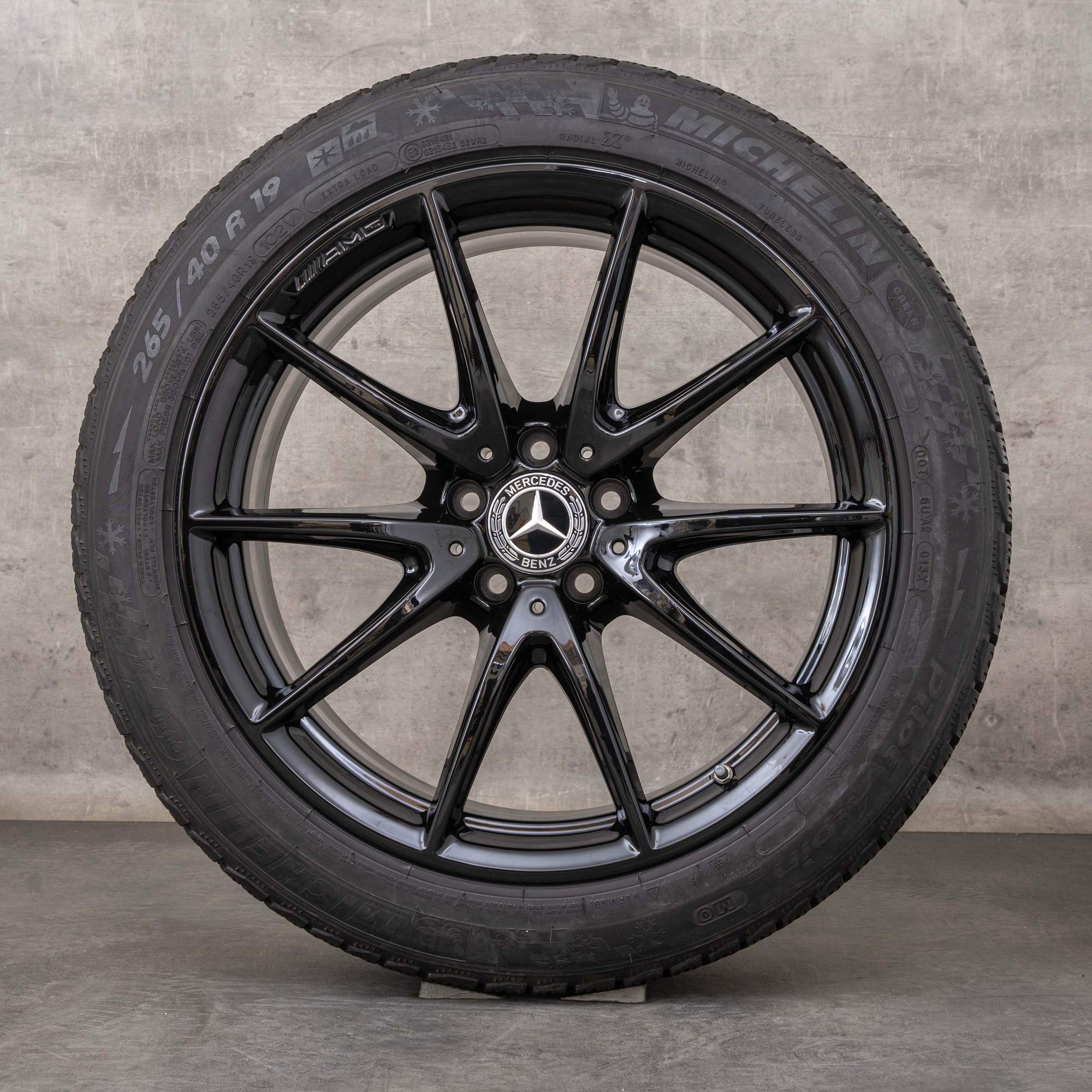Oryginał Mercedes Benz Klasa E E63 & S AMG koła zimowe 19 cali W213 S213 felgi A2134012600 A2134014600 czarny błyszczący