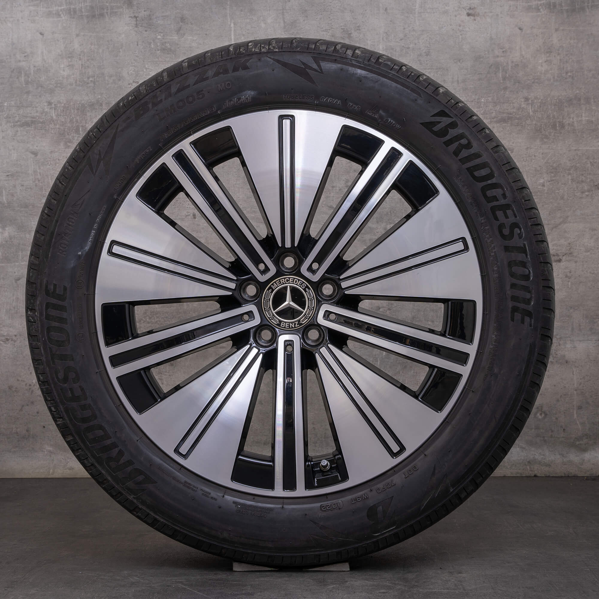 Orijinal Mercedes Benz EQS kış jant lastik 19 inç V297 jantlar A2974010600 siyah parlak tornalanmış