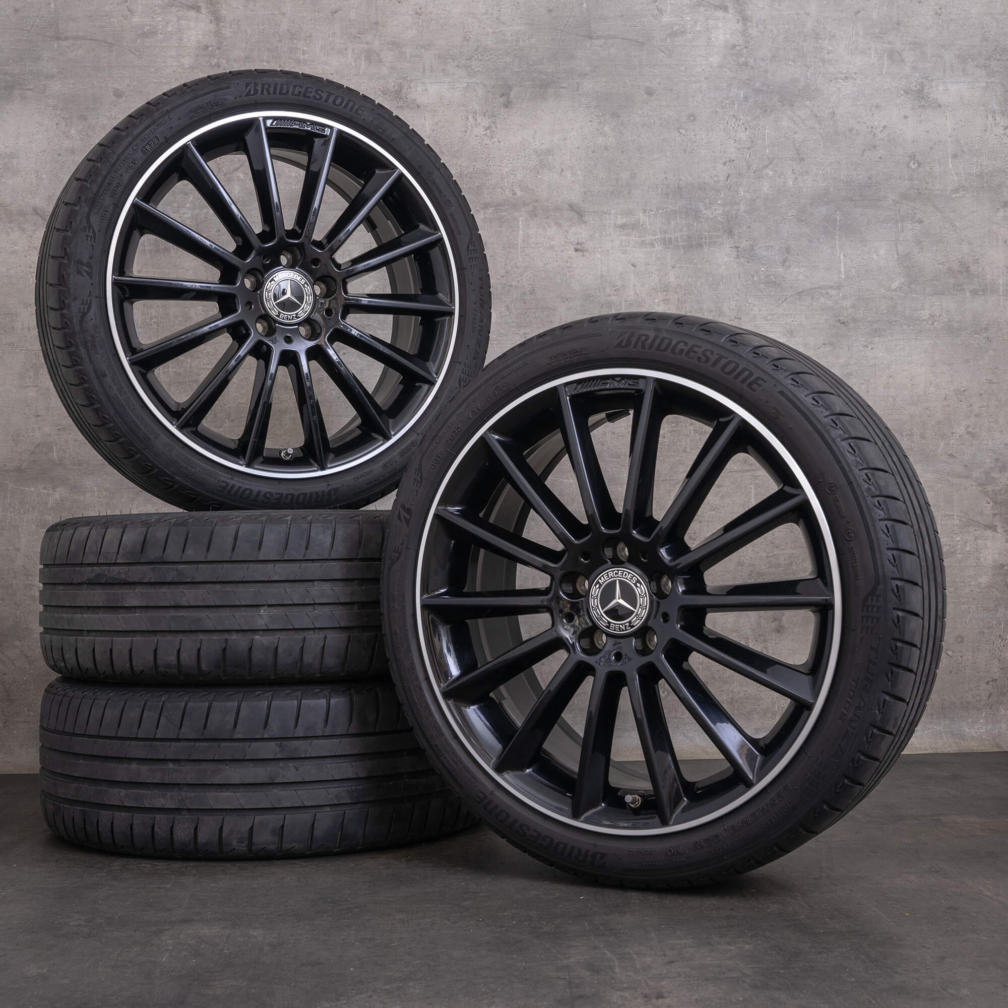 Orijinal Mercedes Benz A B Sınıfı CLA jantlar 19 inç W177 V177 W247 C118 X118 yaz jant lastik A1774011600 siyah parlak tornalı