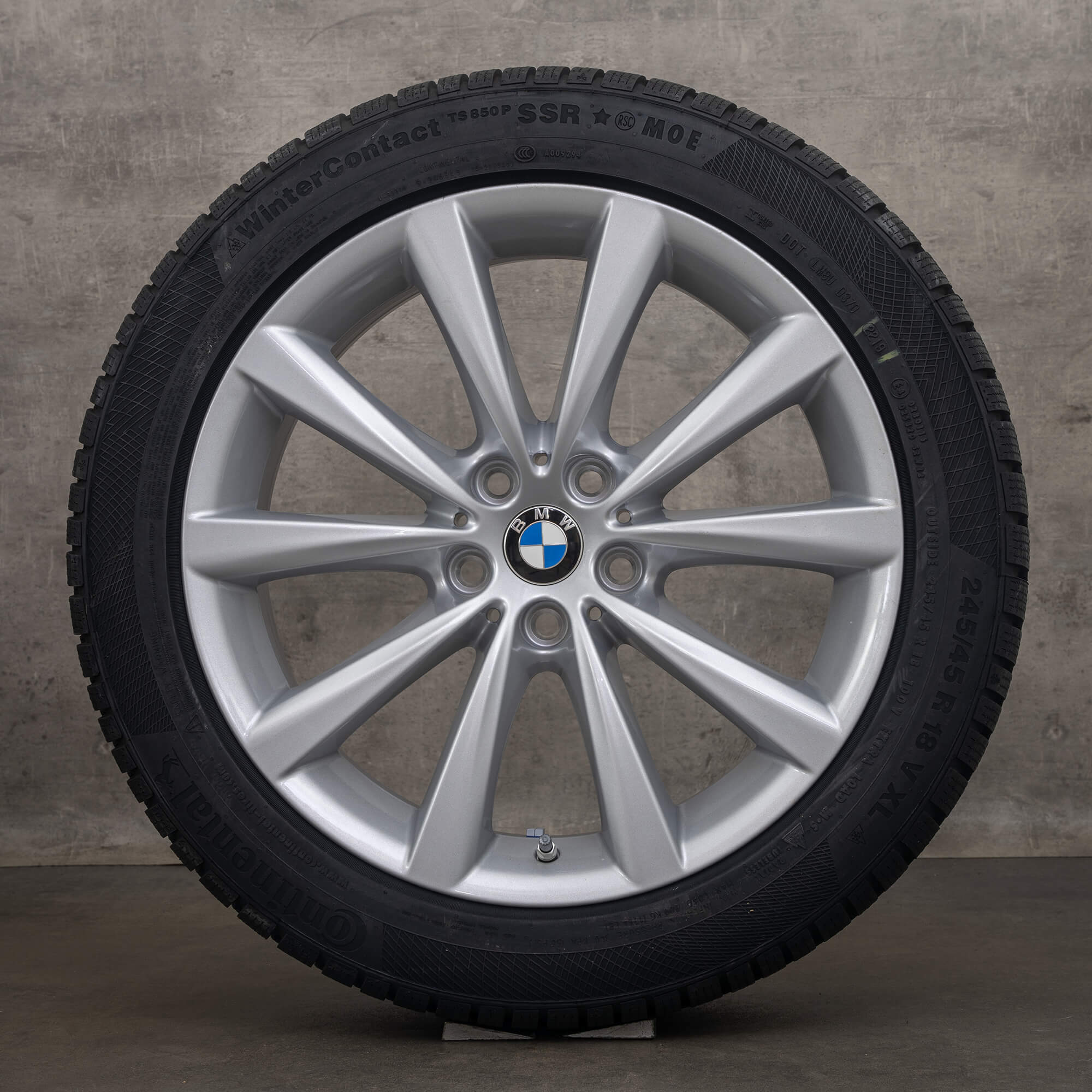 Original BMW 5-serie 8-serie vinterhjul 18 tommer G30 G31 G14 G15 G16 fælge styling 642 6867338 sølv NYT