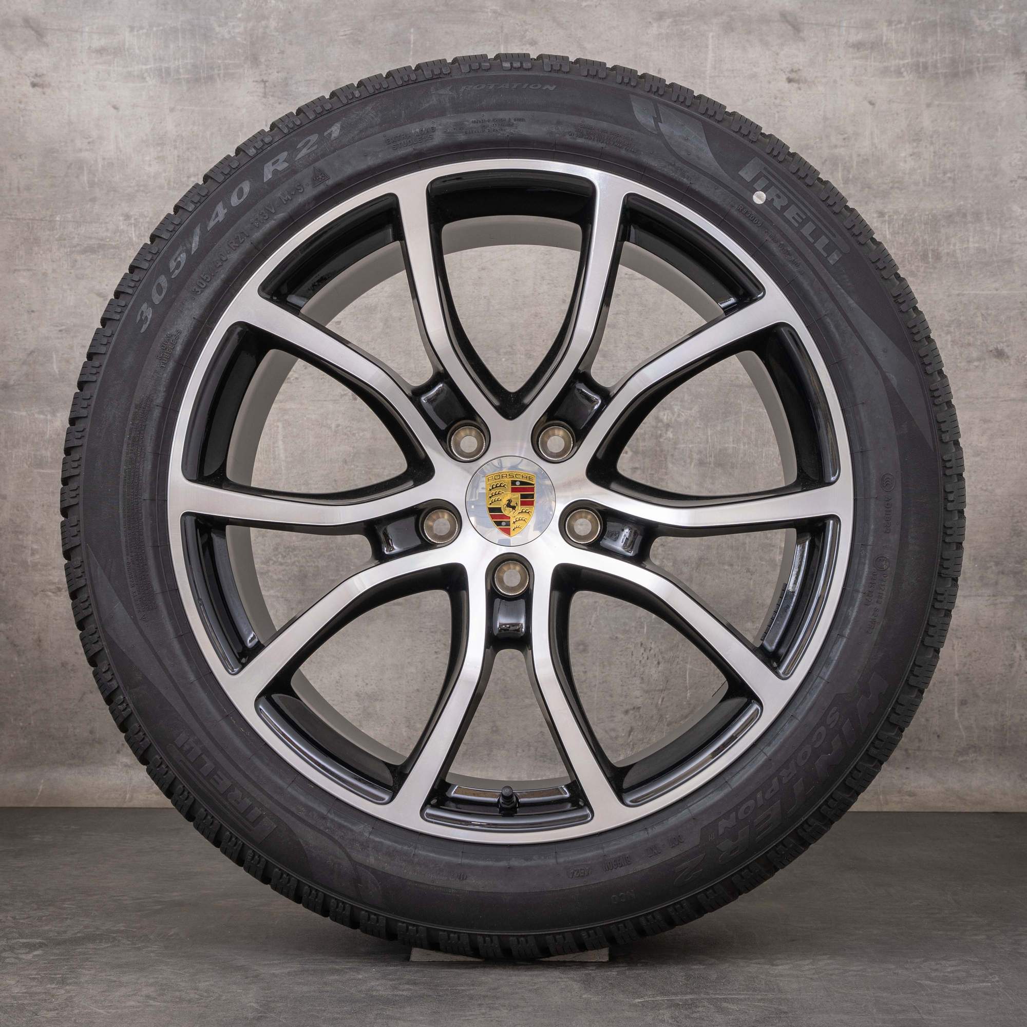 Oryginalne koła zimowe Porsche Cayenne Coupe 21 cali 9YA E3 II Felgi 9Y0044633H Exclusive Design czarne Polerowane