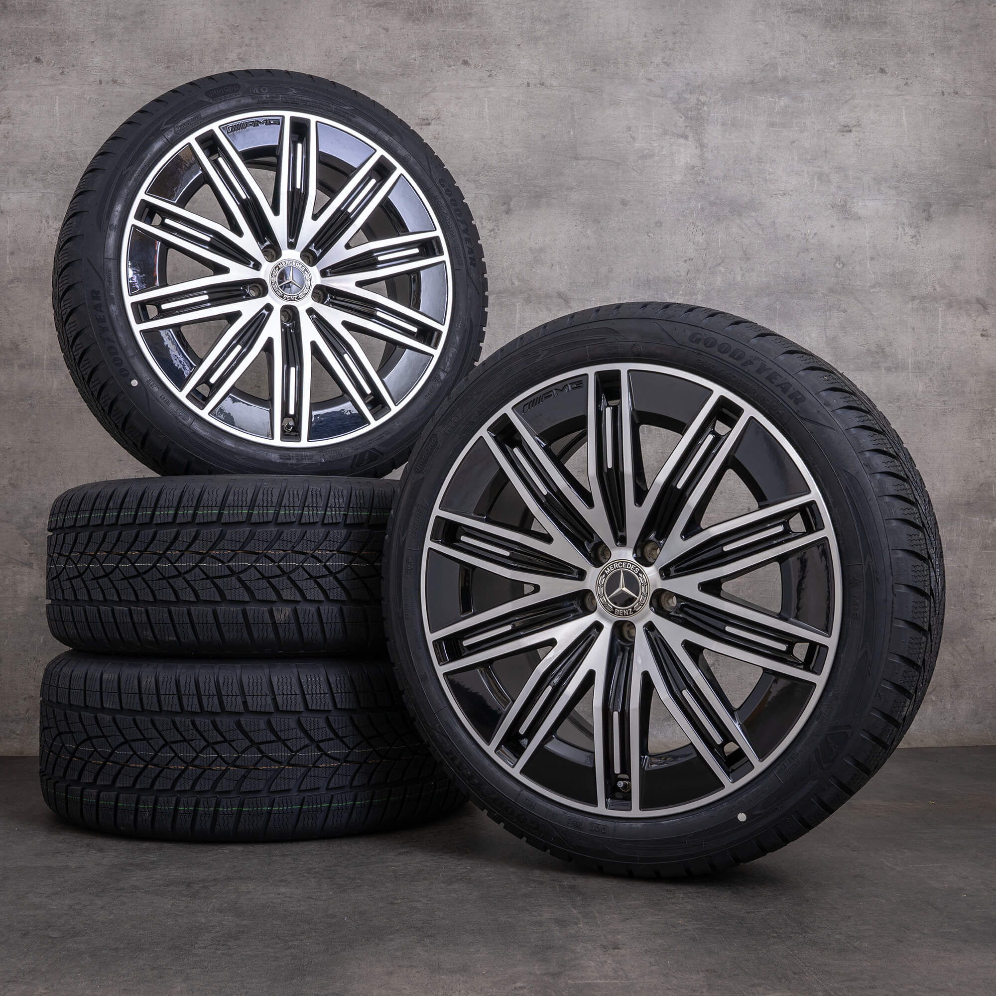 Orijinal Mercedes Benz EQE AMG kış jant lastik 21 inç SUV X294 jantlar A2944011200 siyah parlak tornalı