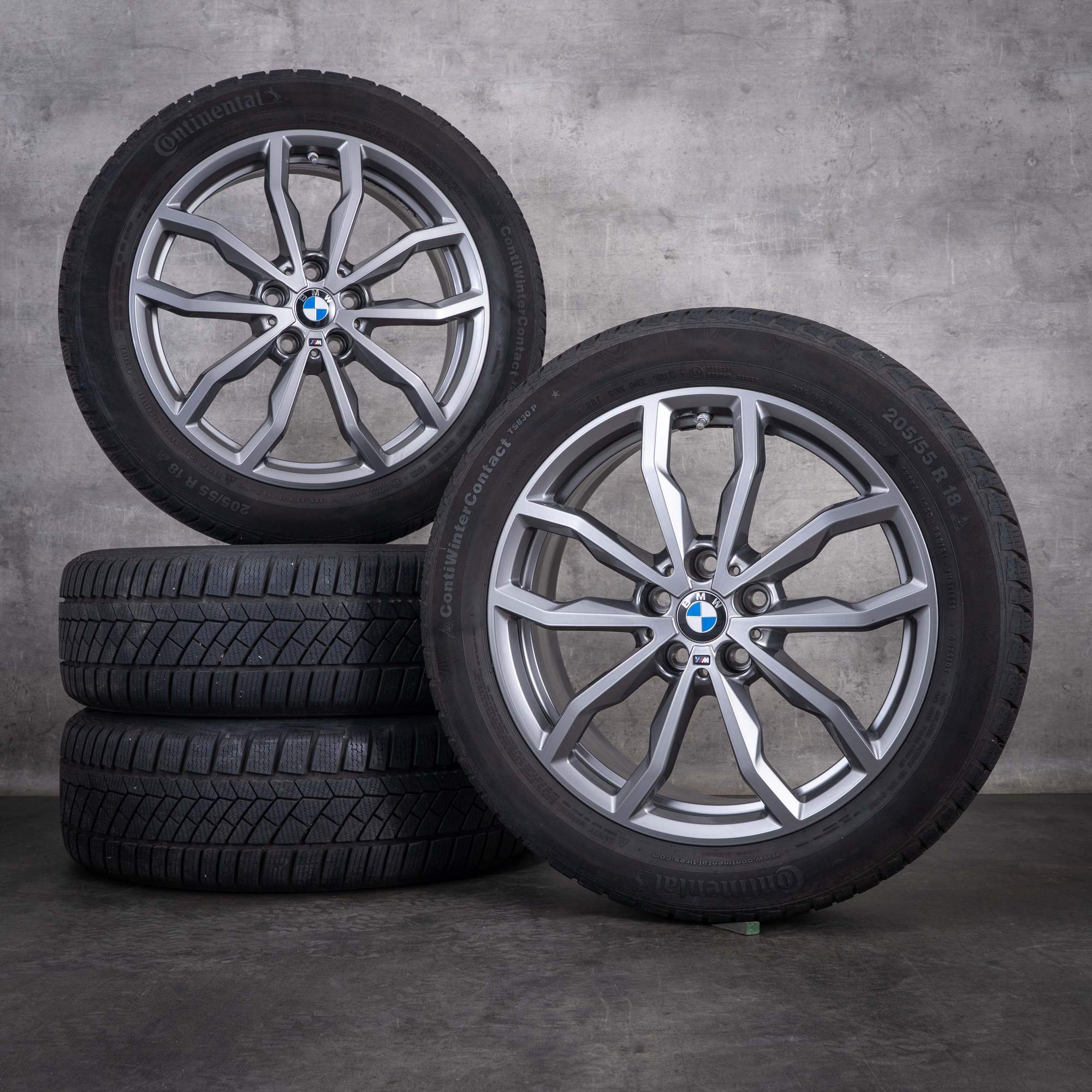Original BMW X1 X2 Winterräder 18 Zoll F48 F39 Felgen Styling 771 M 6877550 ferric grey glanz