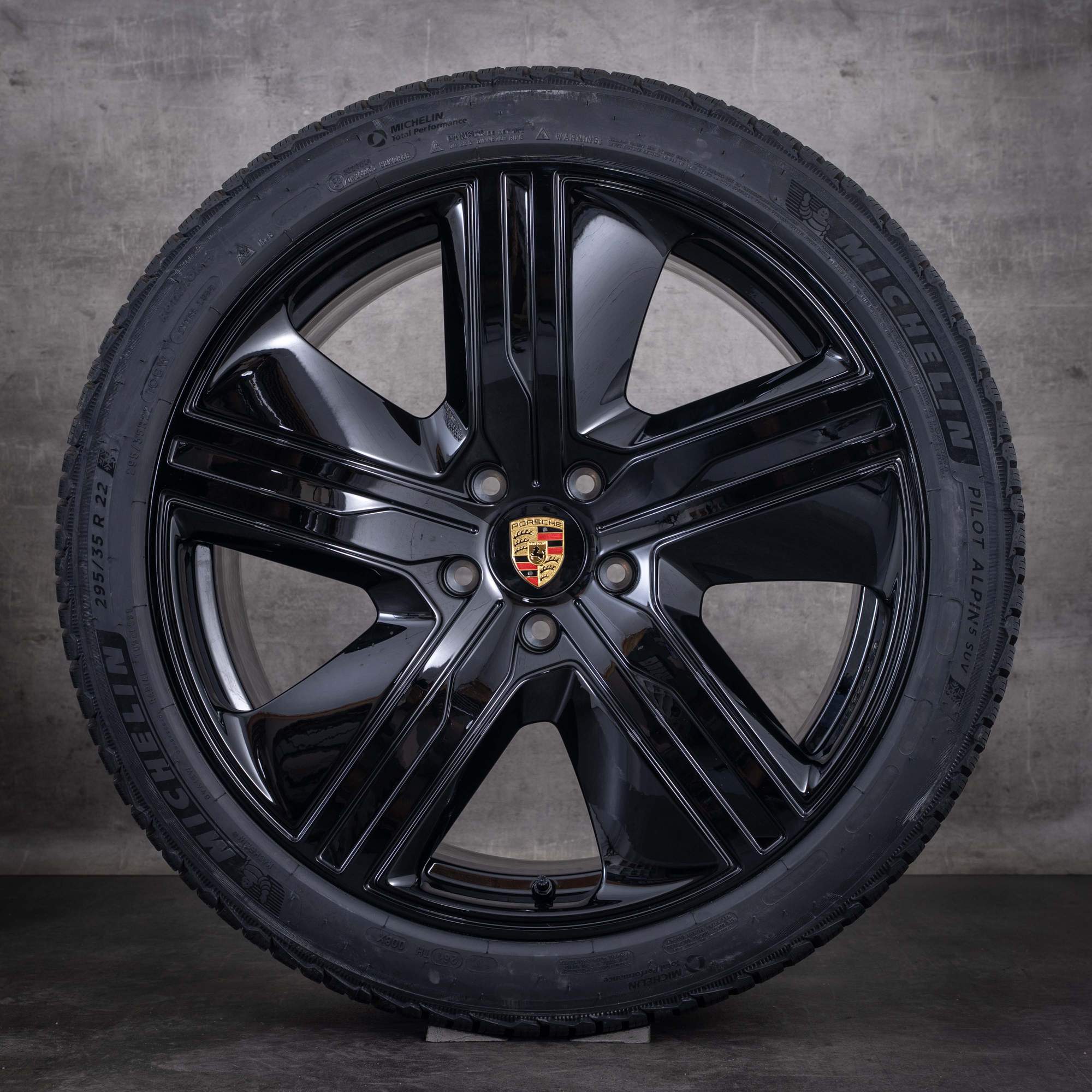 Ruote invernali originali Porsche Macan da 22 pollici modello H2 Exclusive Design codice 95C601025P Q 95C601025BK finitura nera lucida NUOVI