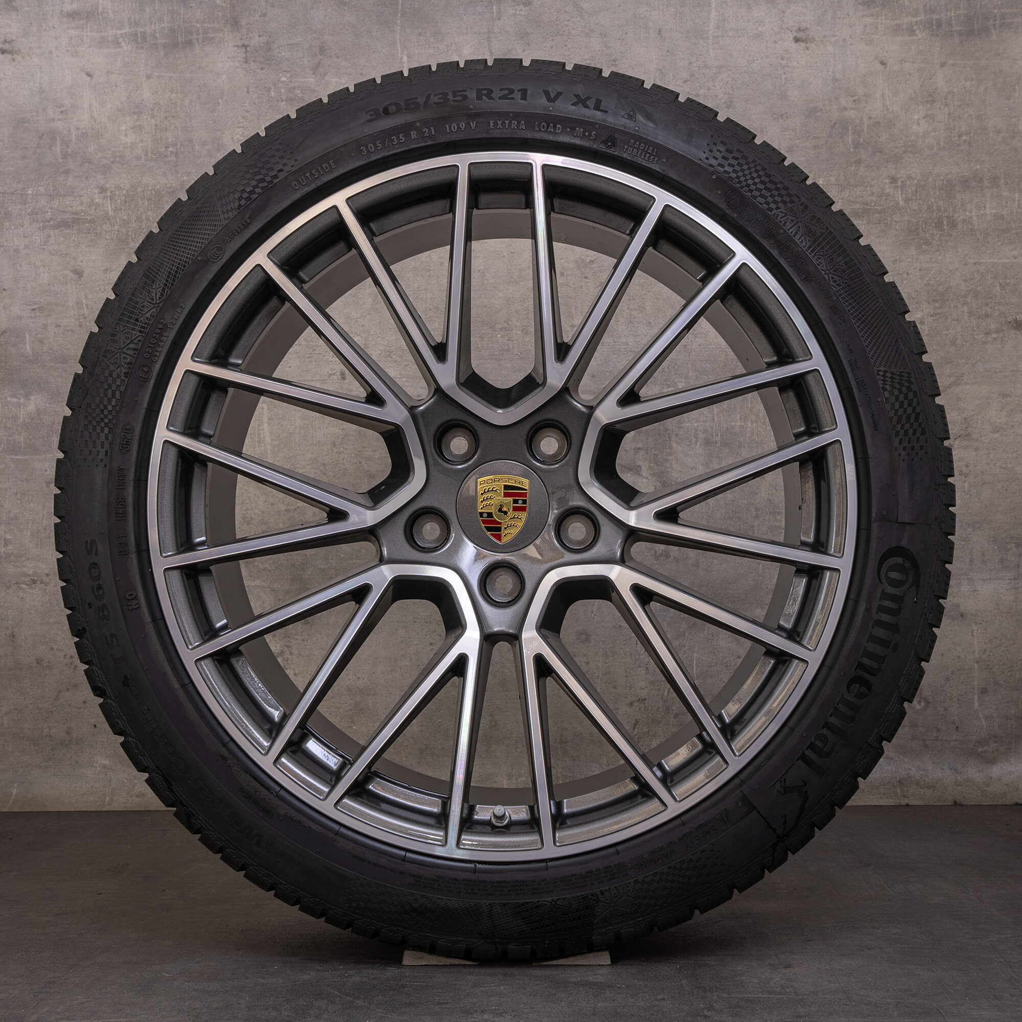 Oryginalne koła zimowe Porsche Cayenne Coupe 21 cali 9YA felgi 9Y0601025BF 9Y3601025AC tytanowe polerowane