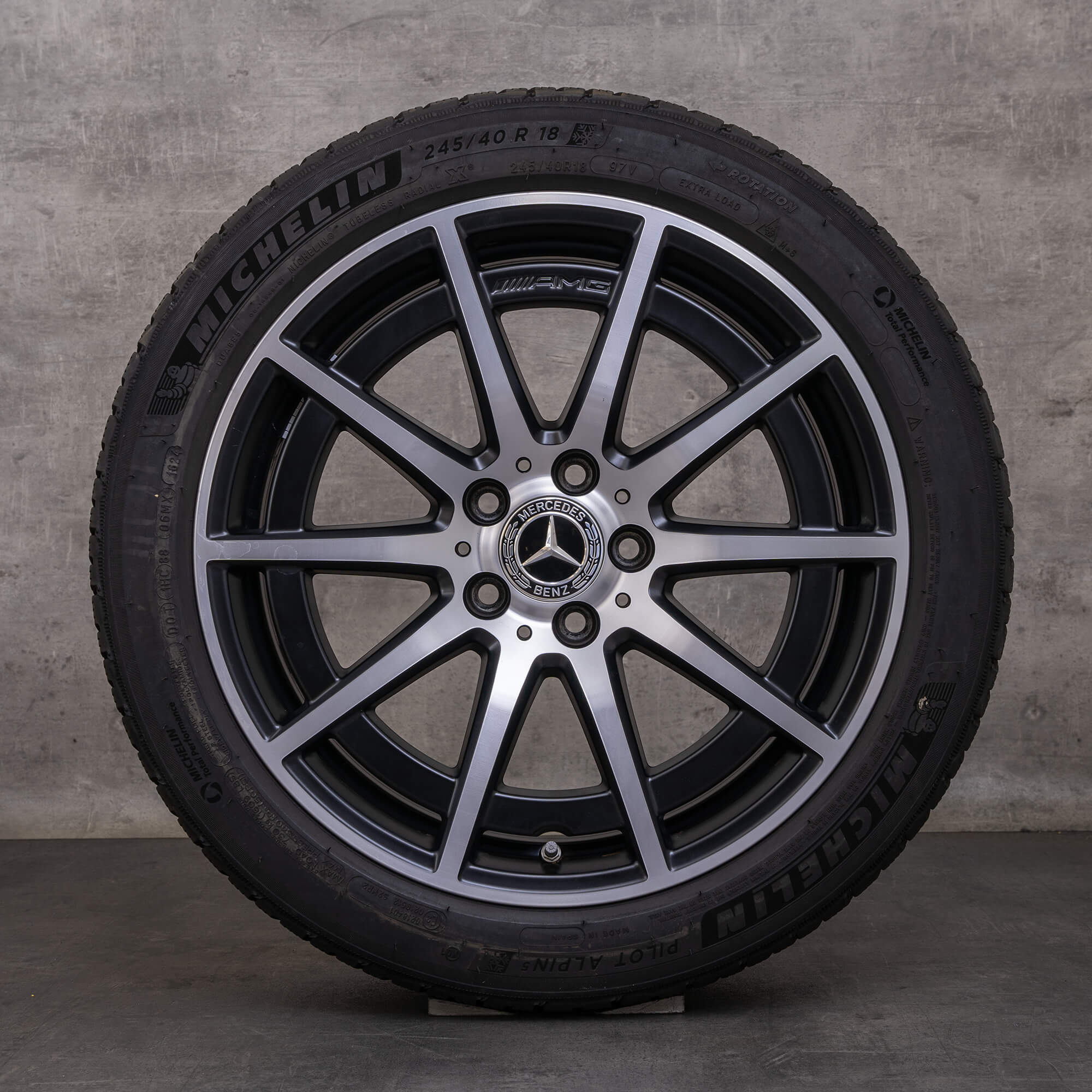 Orijinal Mercedes Benz A-Serisi A45 CLA 45 AMG kış jant lastik 18 inç W177 V177 C118 X118 jantlar A1774012100 siyah mat yüksek parlaklıkta tornalanmış