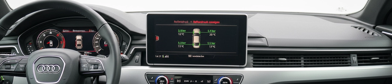 Innenraum eines Audi mit RDKS Anzeige auf MMI Innenraum eines Audi mit RDKS Anzeige auf MMI