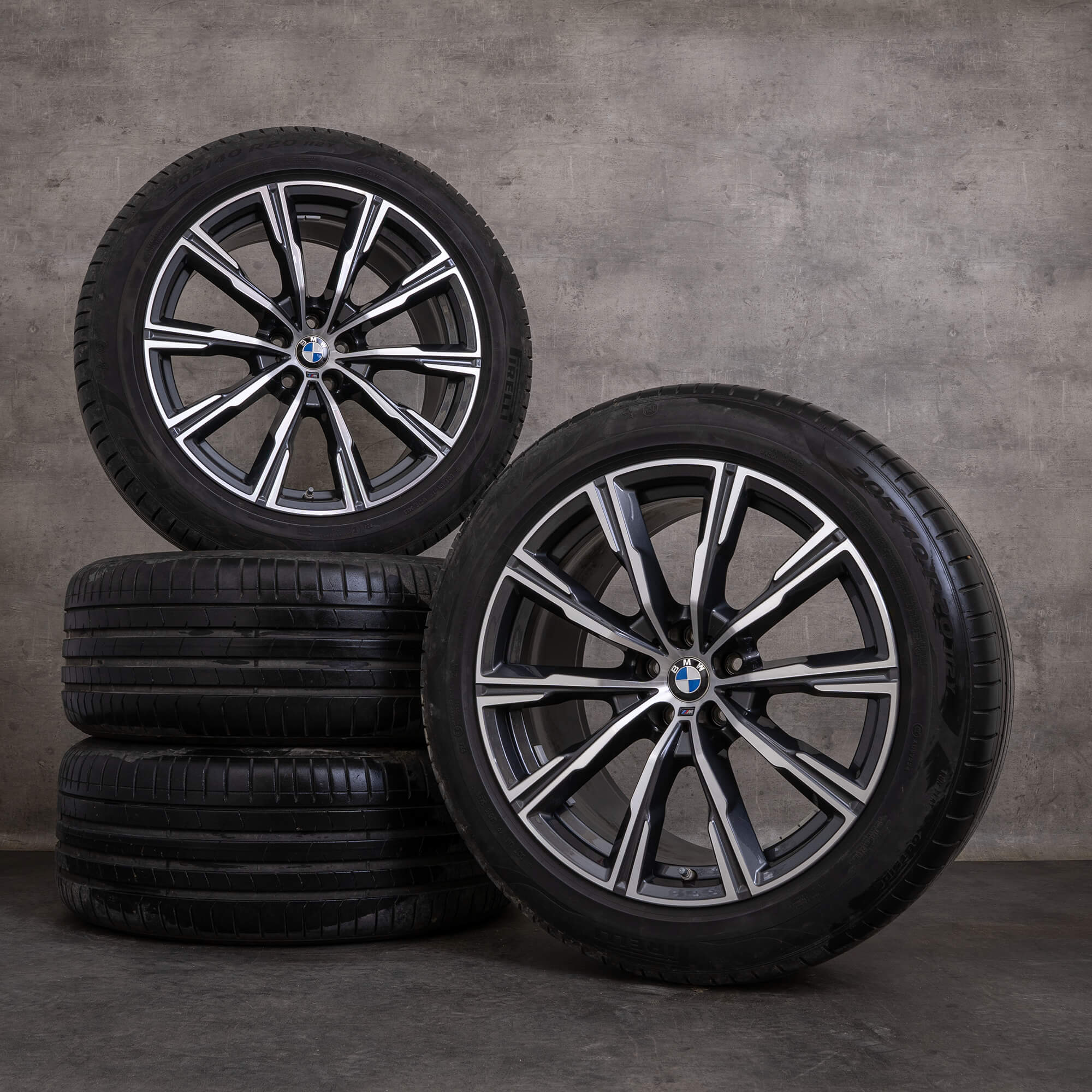 Oryginalne koła zimowe BMW X5 X6 20 cali G05 G06 felgi stylizacja 740 M 8071996 8071997 orbit szary polerowane