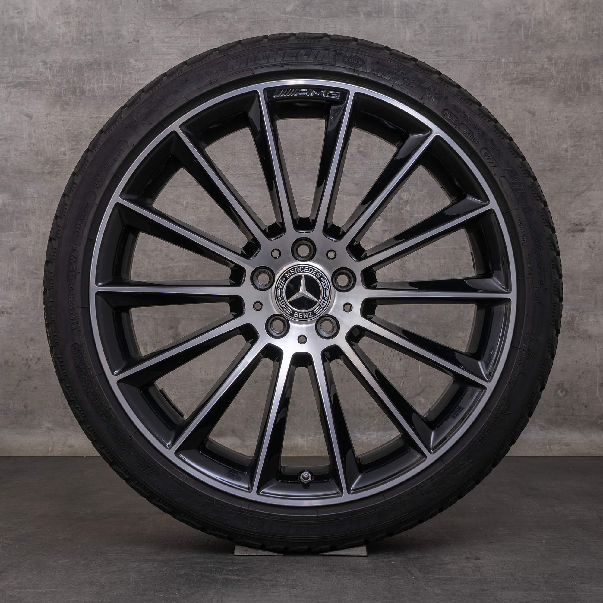 Originale Mercedes Benz CLS 53 AMG fælge 20 tommer C257 sommerdæk A2574013200 A2574012000 sort poleret