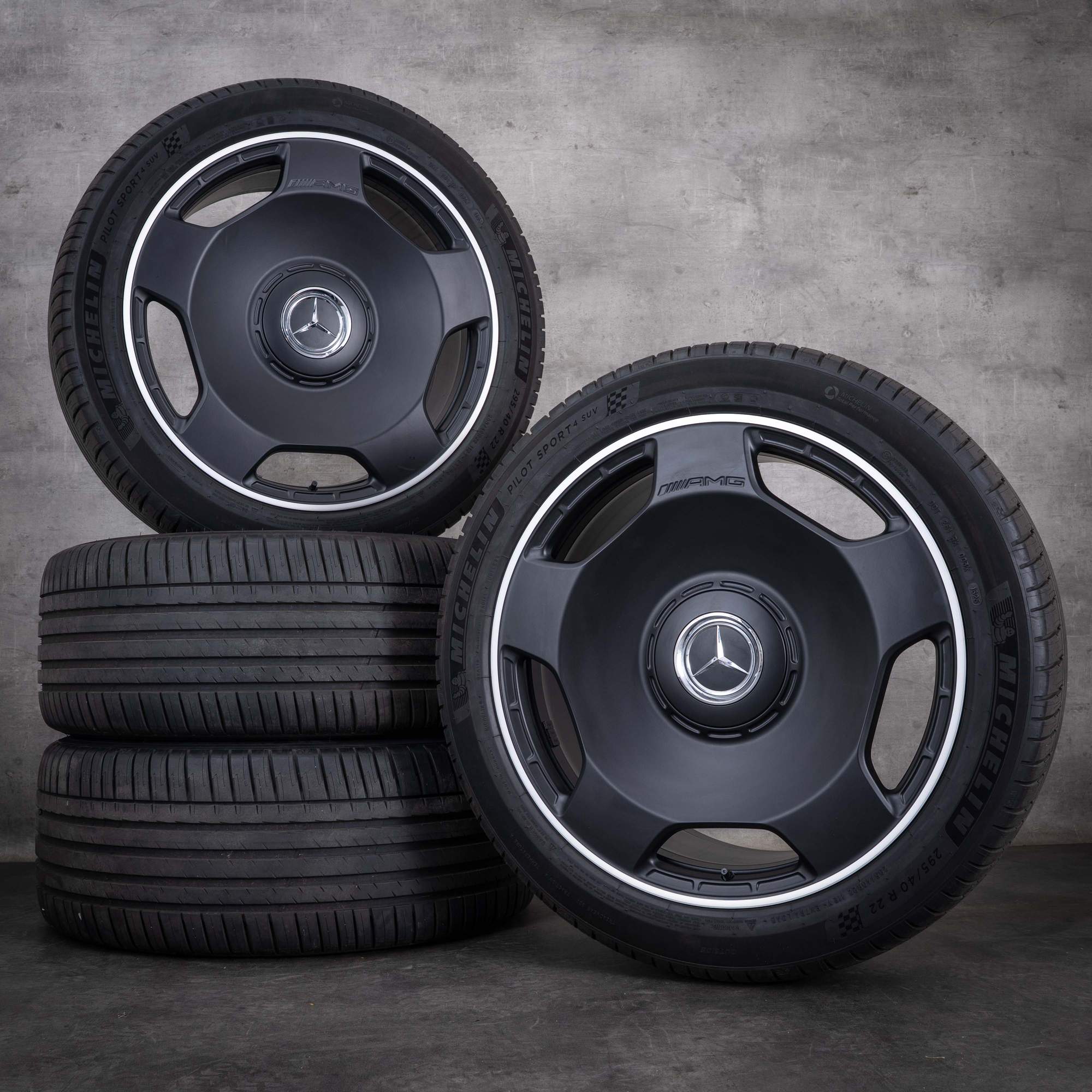 OEM Mercedes-Benz G-Class G63 AMG 22-inch W463 W465 summer wheels, Monoblock A4634014100, Matte Black, diamond cut