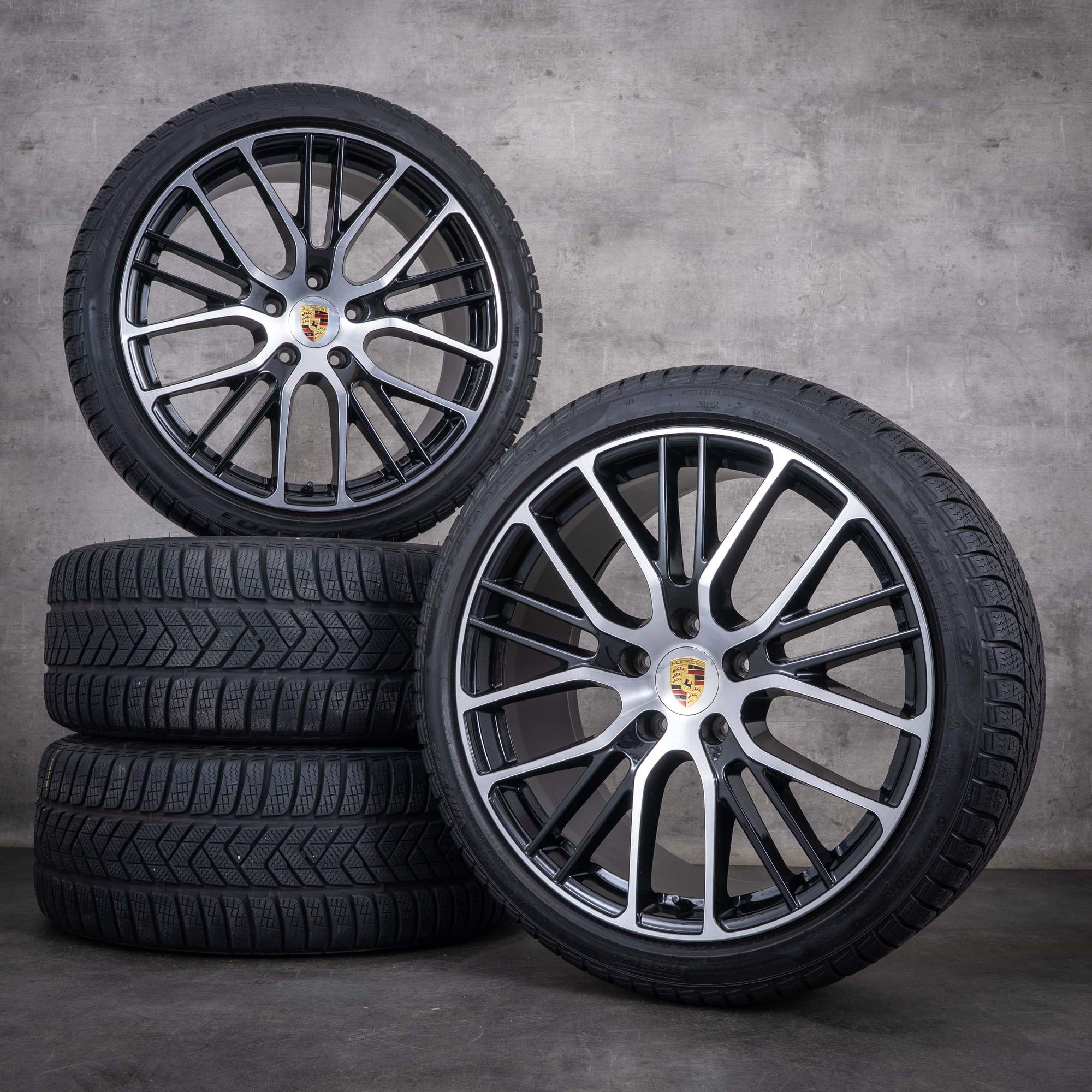 Original Porsche Panamera 971 Winterräder 21 Zoll Felgen 971601025BT 971698025G schwarz glanzgedreht