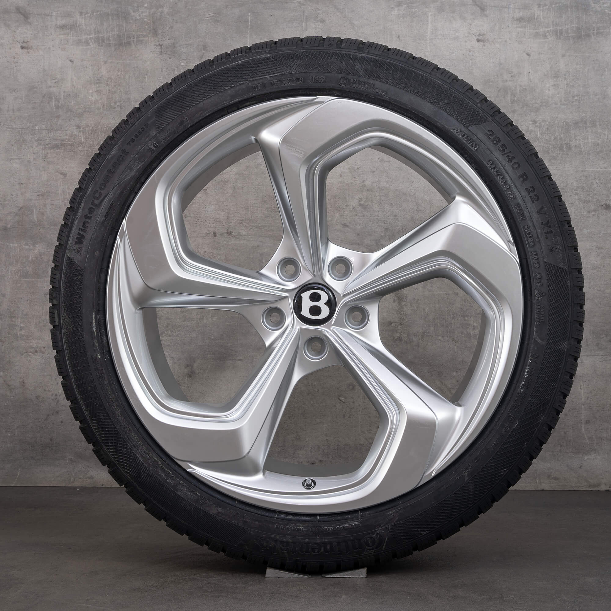 Originale Bentley Bentayga 22 tommer fælge sommerdæk 36A601025BM sølv højglans sommerhjul