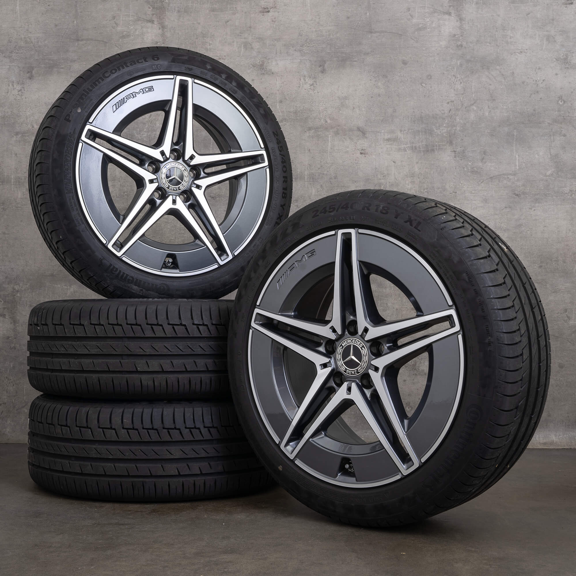 Llantas originales Mercedes Benz Clase C AMG de 18 pulgadas W206 S206 llantas verano A2064011700 A2064011800 gris himalaya torneado brillante